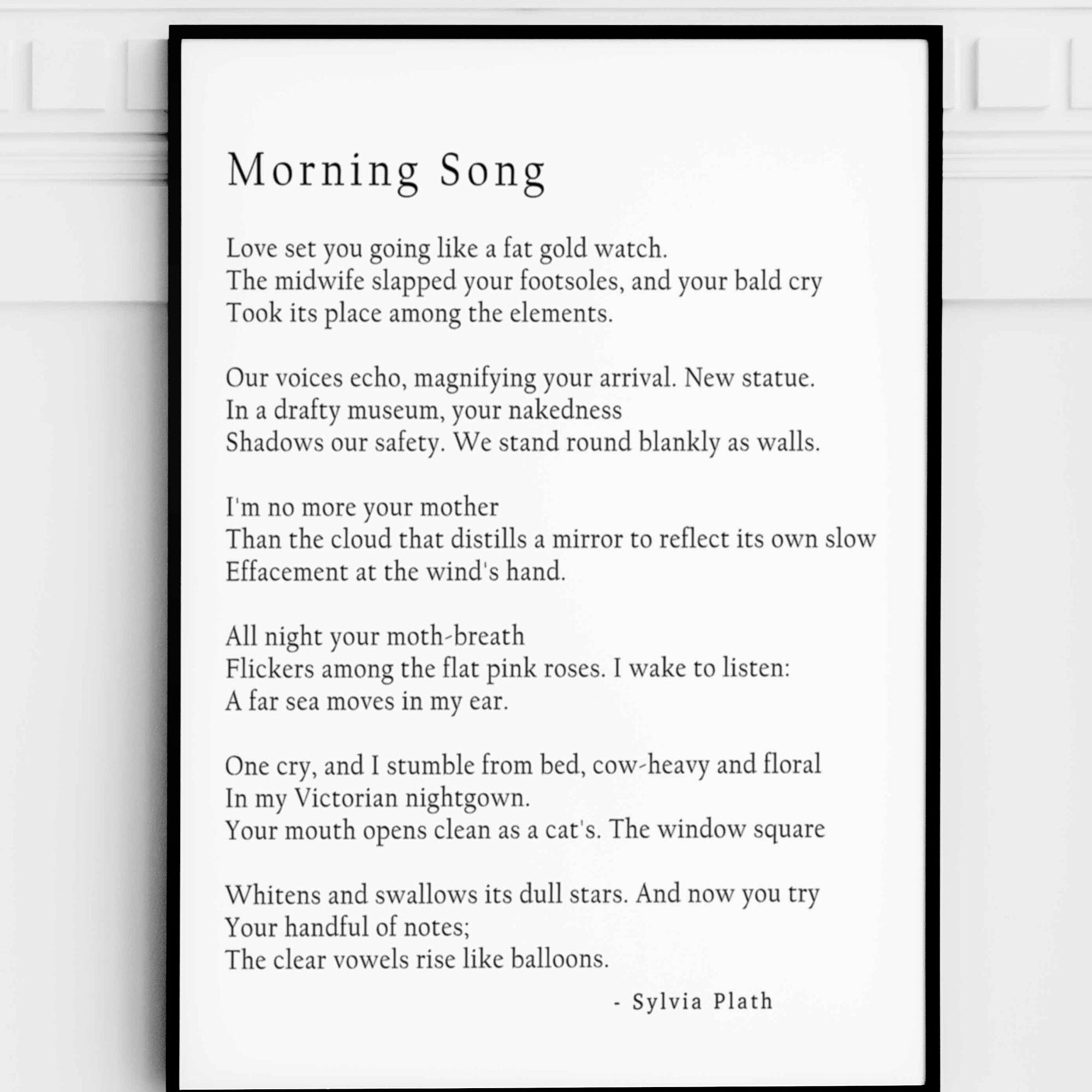 Sylvia Plath Poem Morning Song Print, Library Art