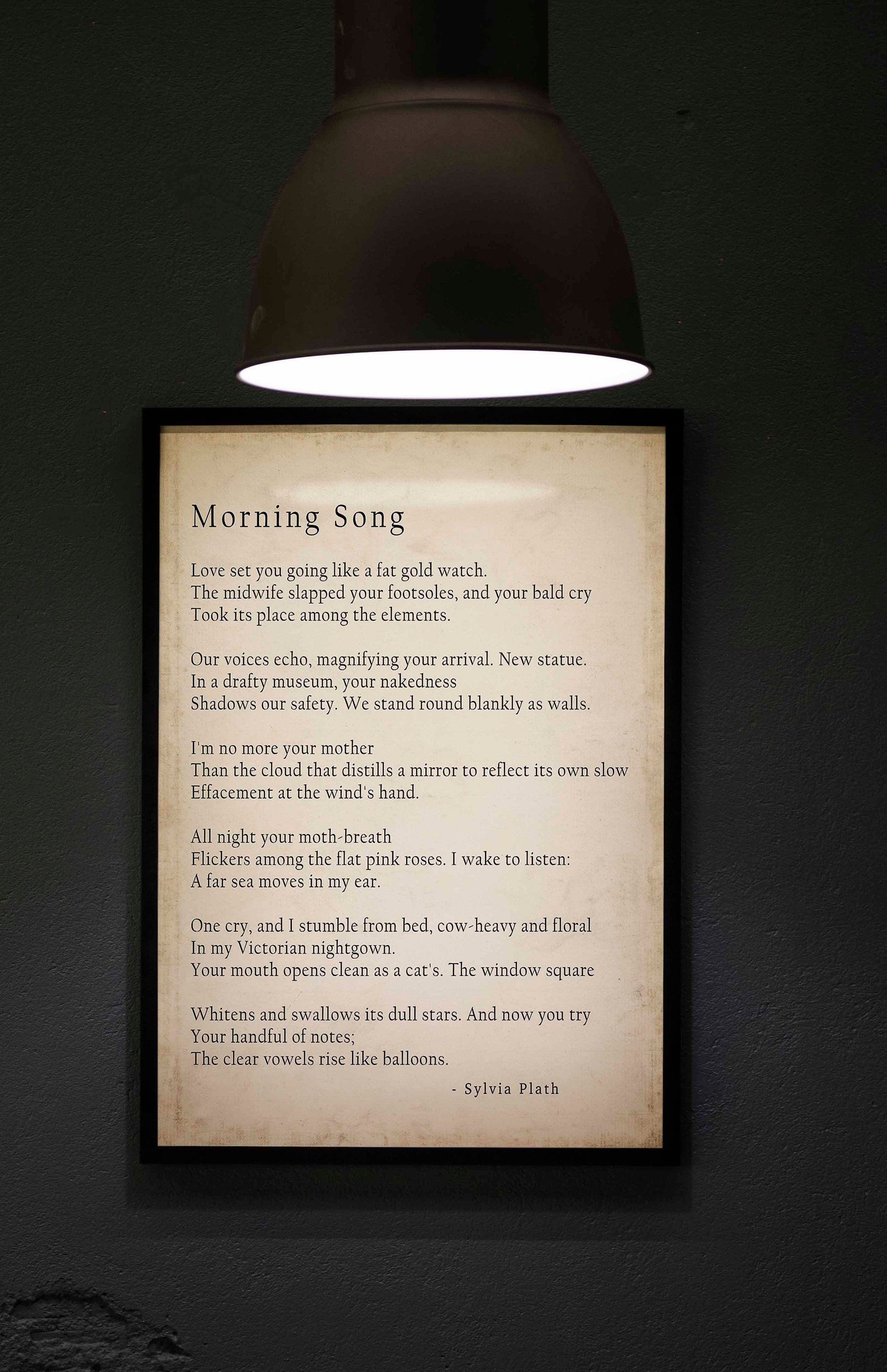 Sylvia Plath Poem Morning Song Print, Library Art