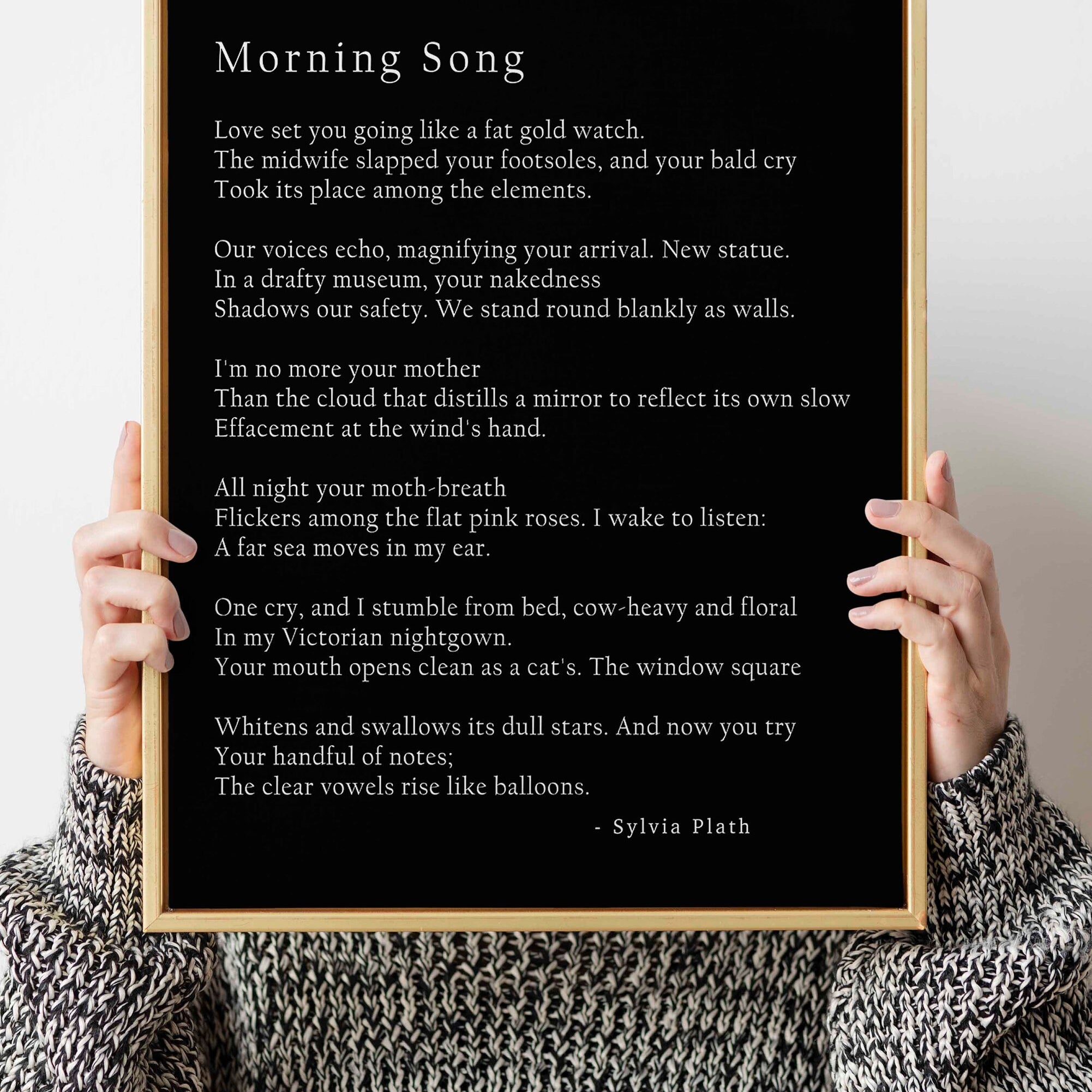 Sylvia Plath Poem Morning Song Print, Library Art