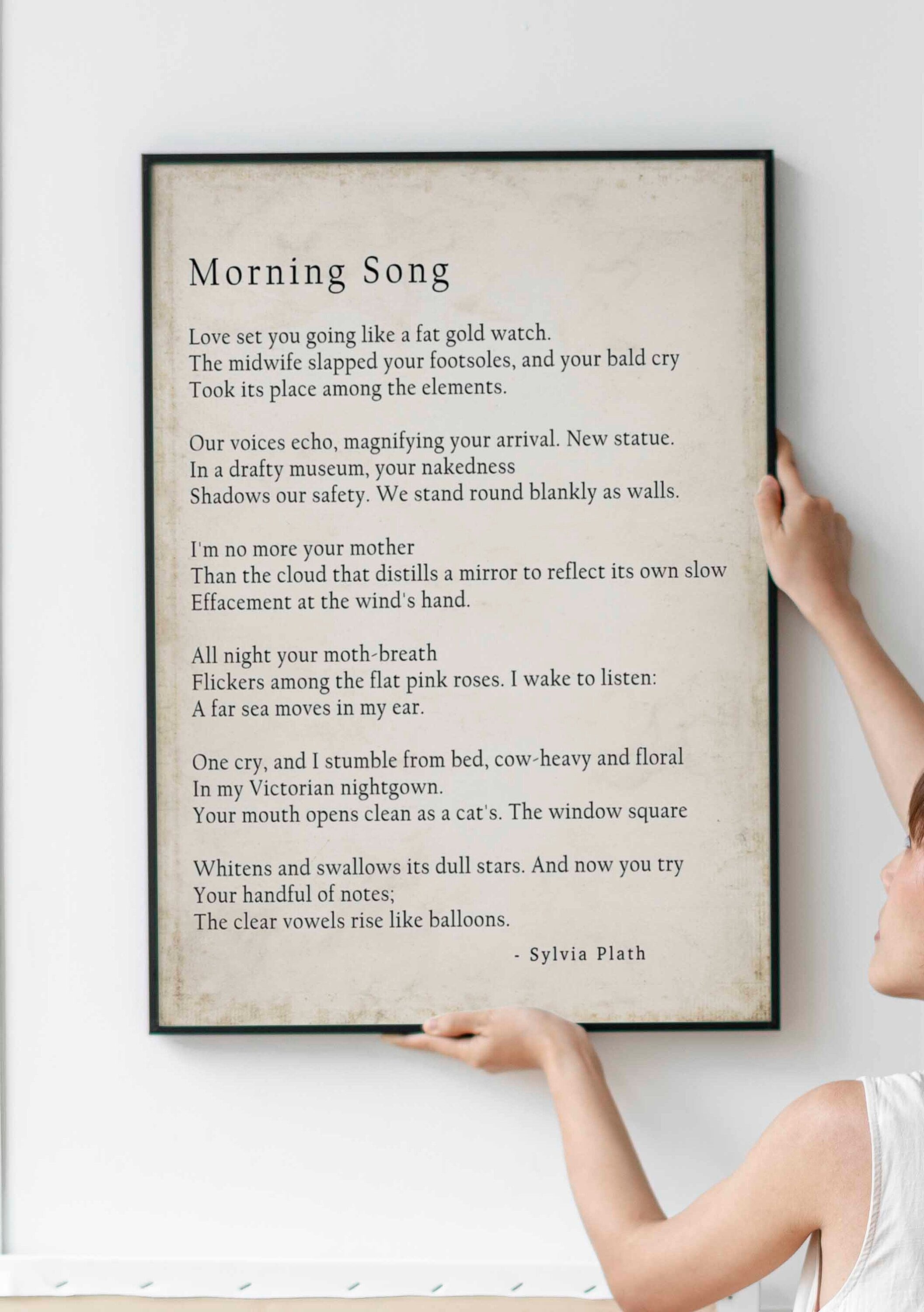Sylvia Plath Poem Morning Song Print, Library Art