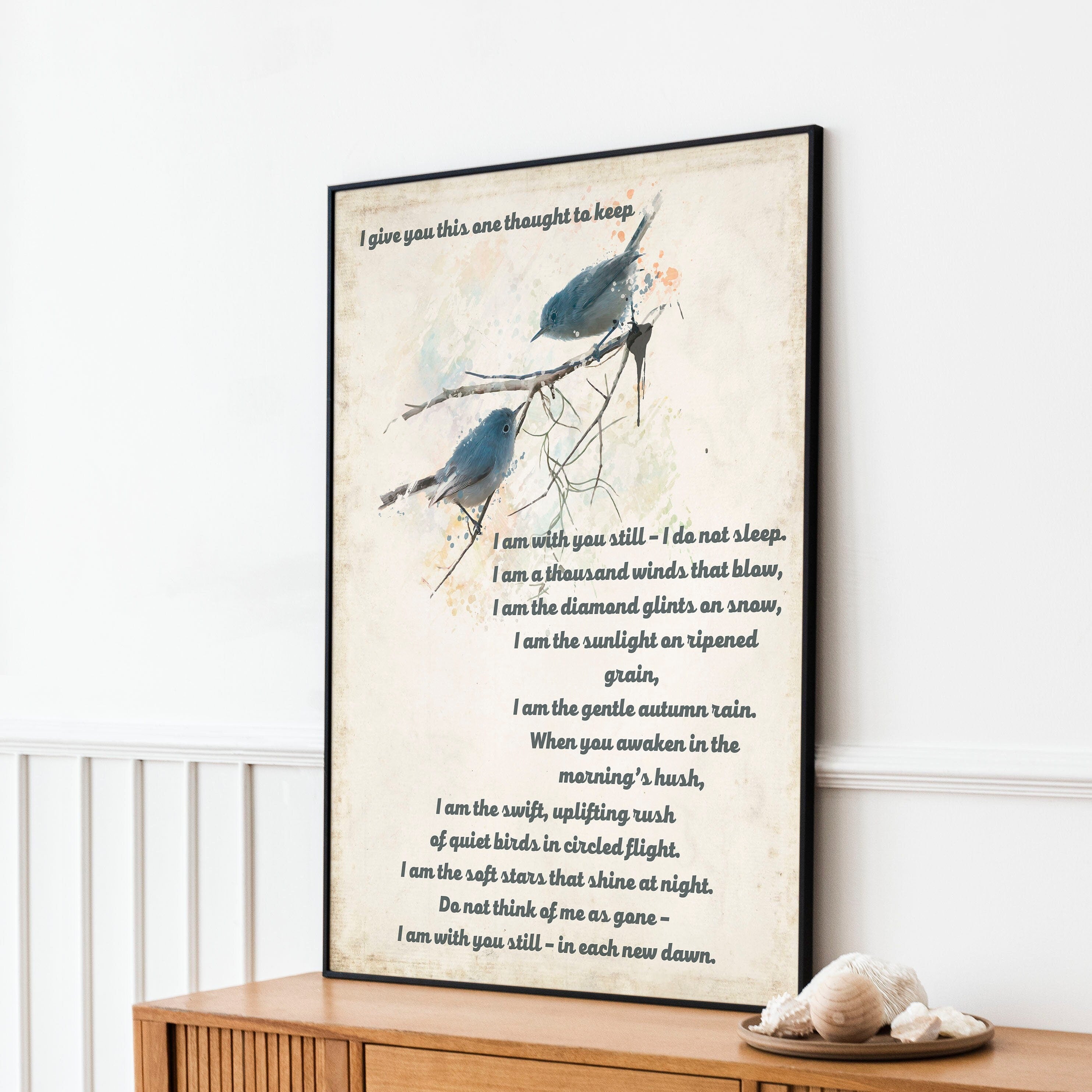 Native American Prayer, I Give You This One Thought To Keep Quote Print With Watercolor Birds