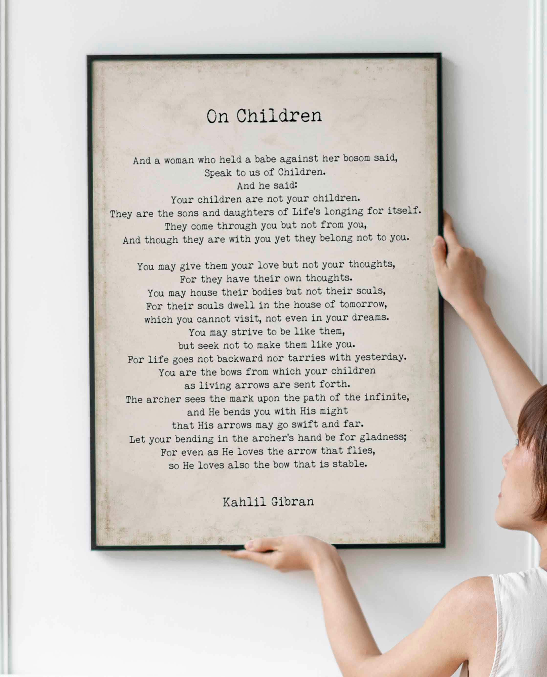 FRAMED On Children Kahlil Gibran Wall Art Prints Vintage or Black & White Backgrounds