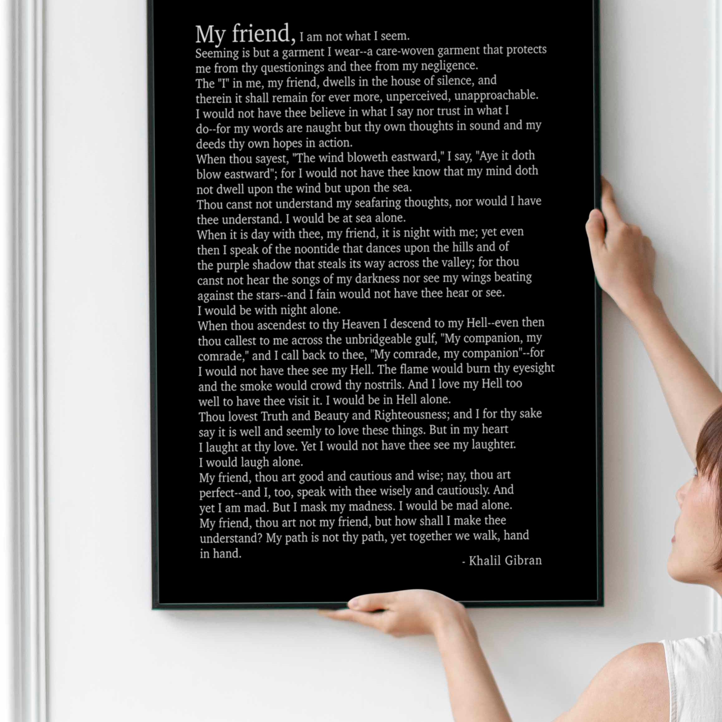 Kahlil Gibran Poem My Friend - Poetry Decor Wall Art Prints, Literary Decor Gifts