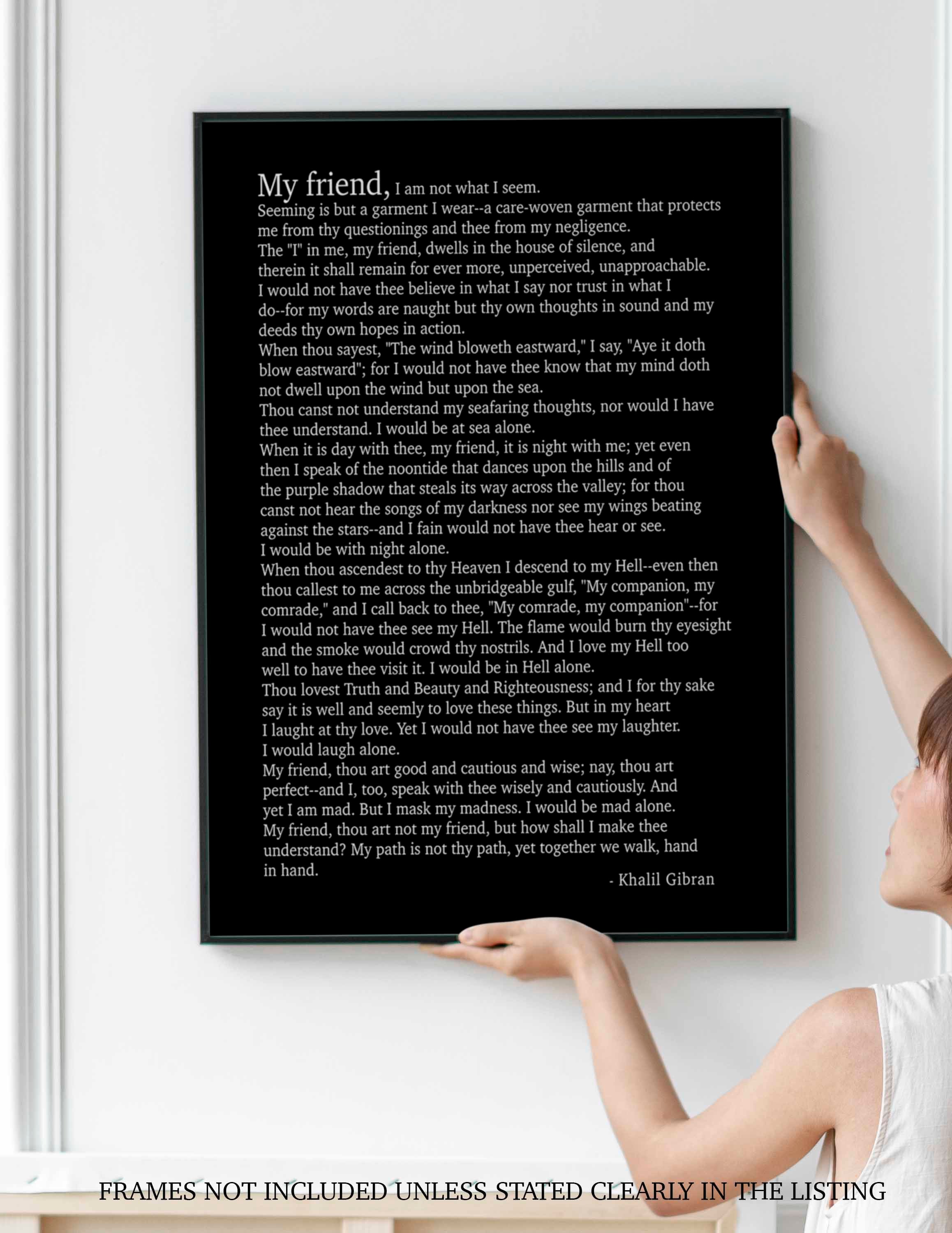 Kahlil Gibran Poem My Friend - Poetry Decor Wall Art Prints, Literary Decor Gifts