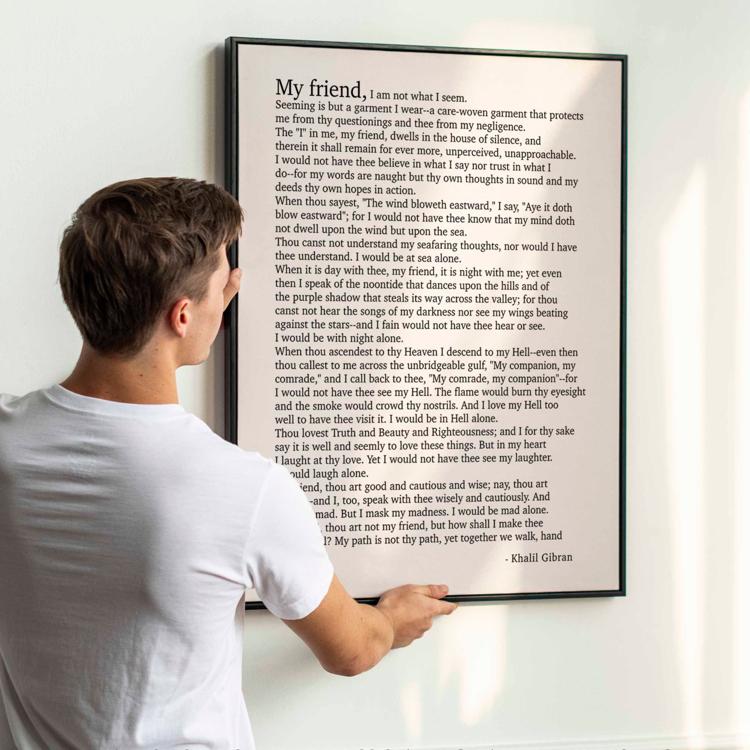 Kahlil Gibran Poem My Friend - Poetry Decor Wall Art Prints, Literary Decor Gifts