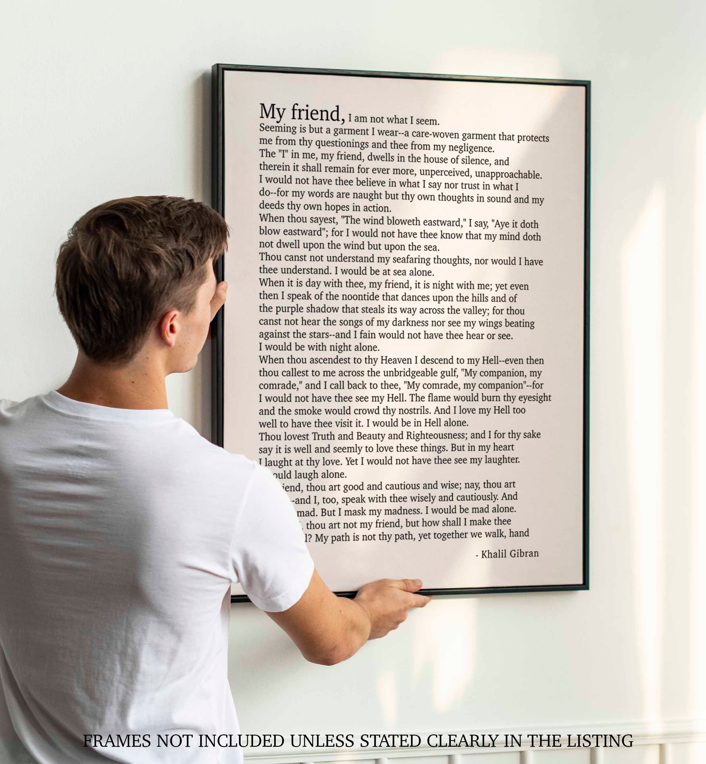 Kahlil Gibran Poem My Friend - Poetry Decor Wall Art Prints, Literary Decor Gifts