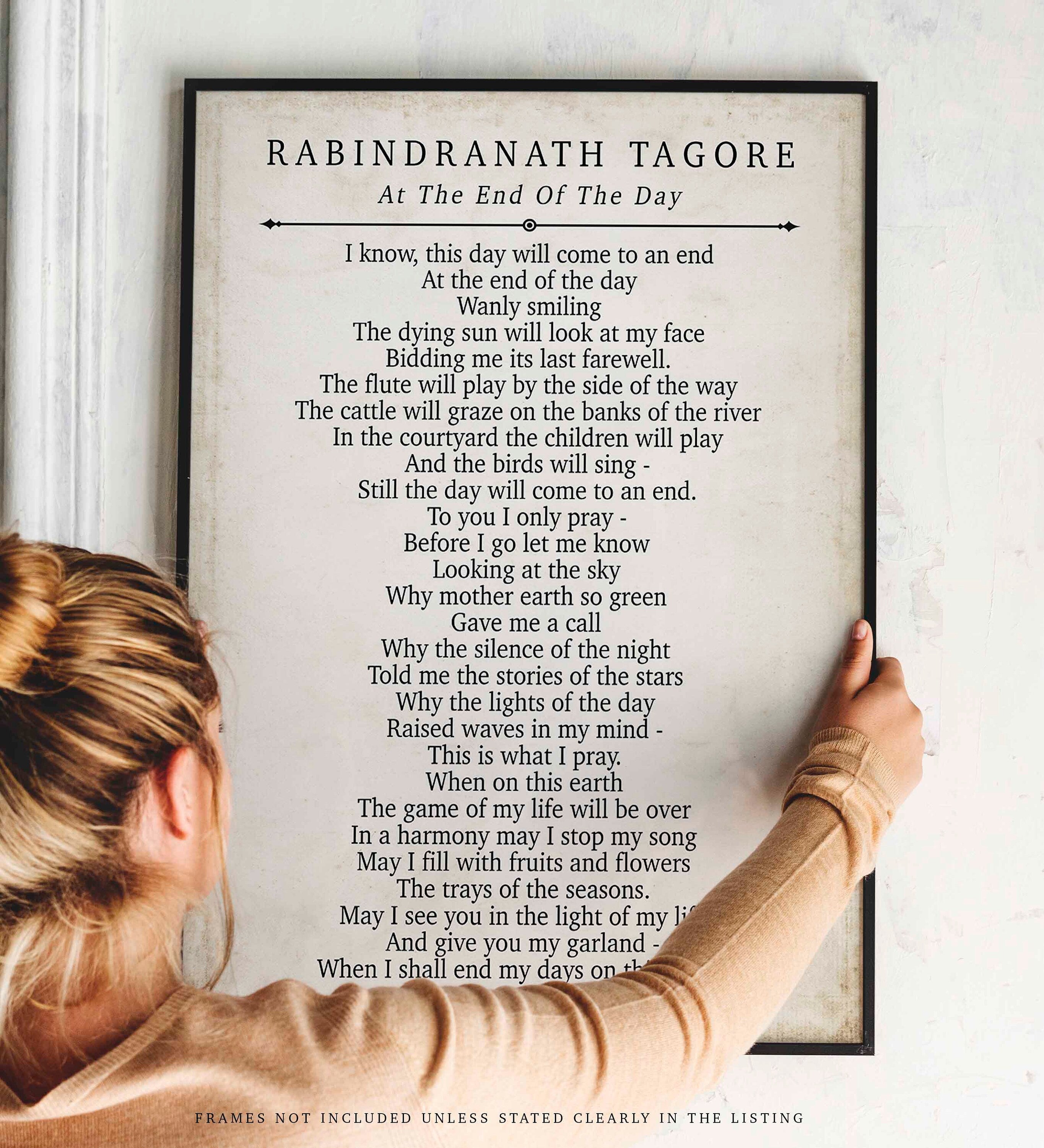 Rabindranath Tagore  Poetry Print, At The End Of The Day  Poetry Quote Art