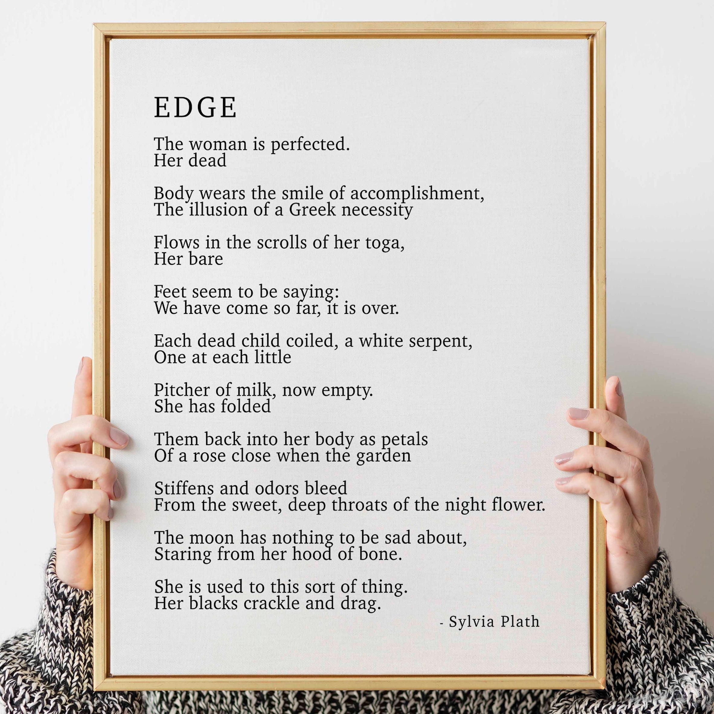 PRINTABLE Sylvia Plath Poem Edge Print, Library Art