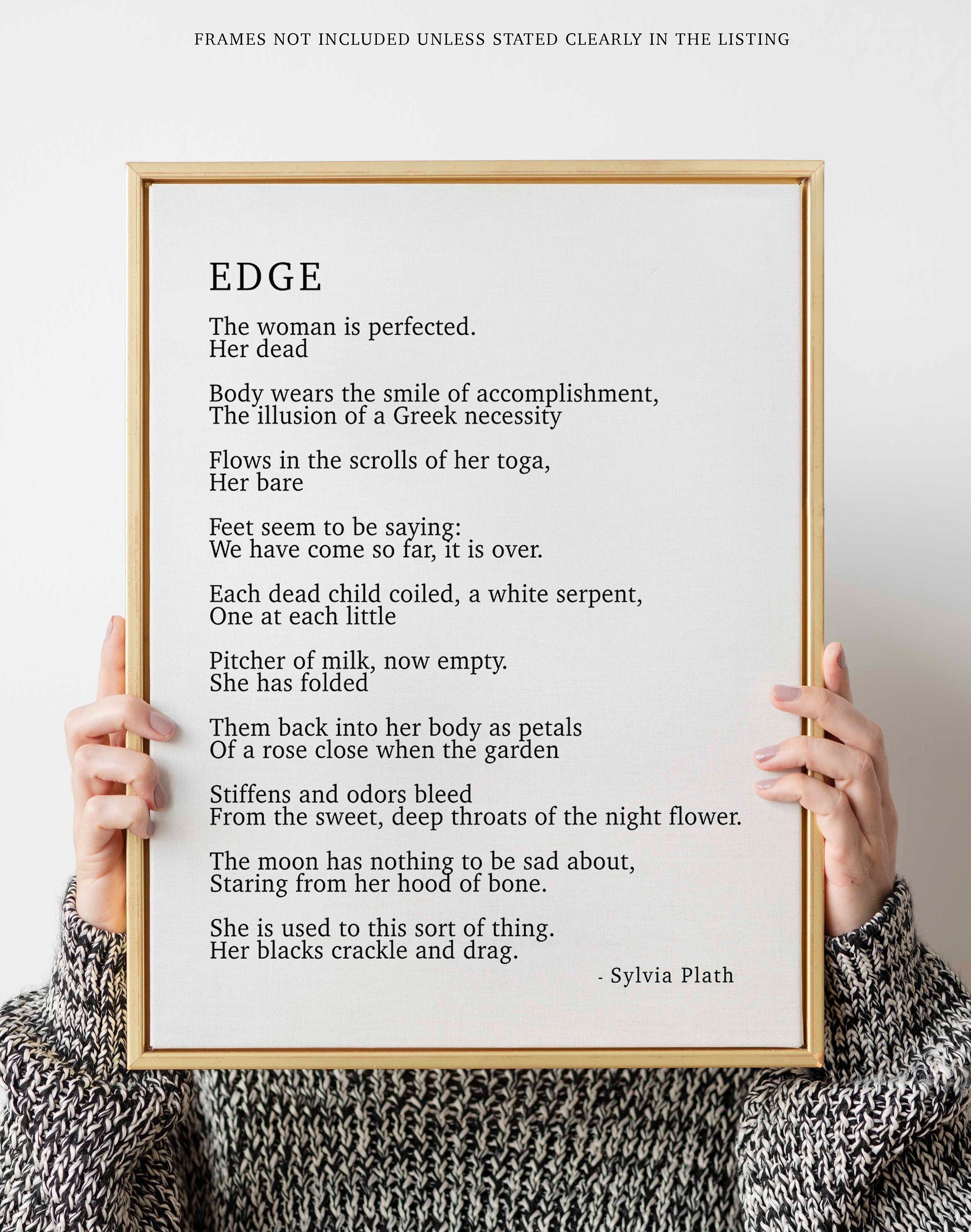 PRINTABLE Sylvia Plath Poem Edge Print, Library Art