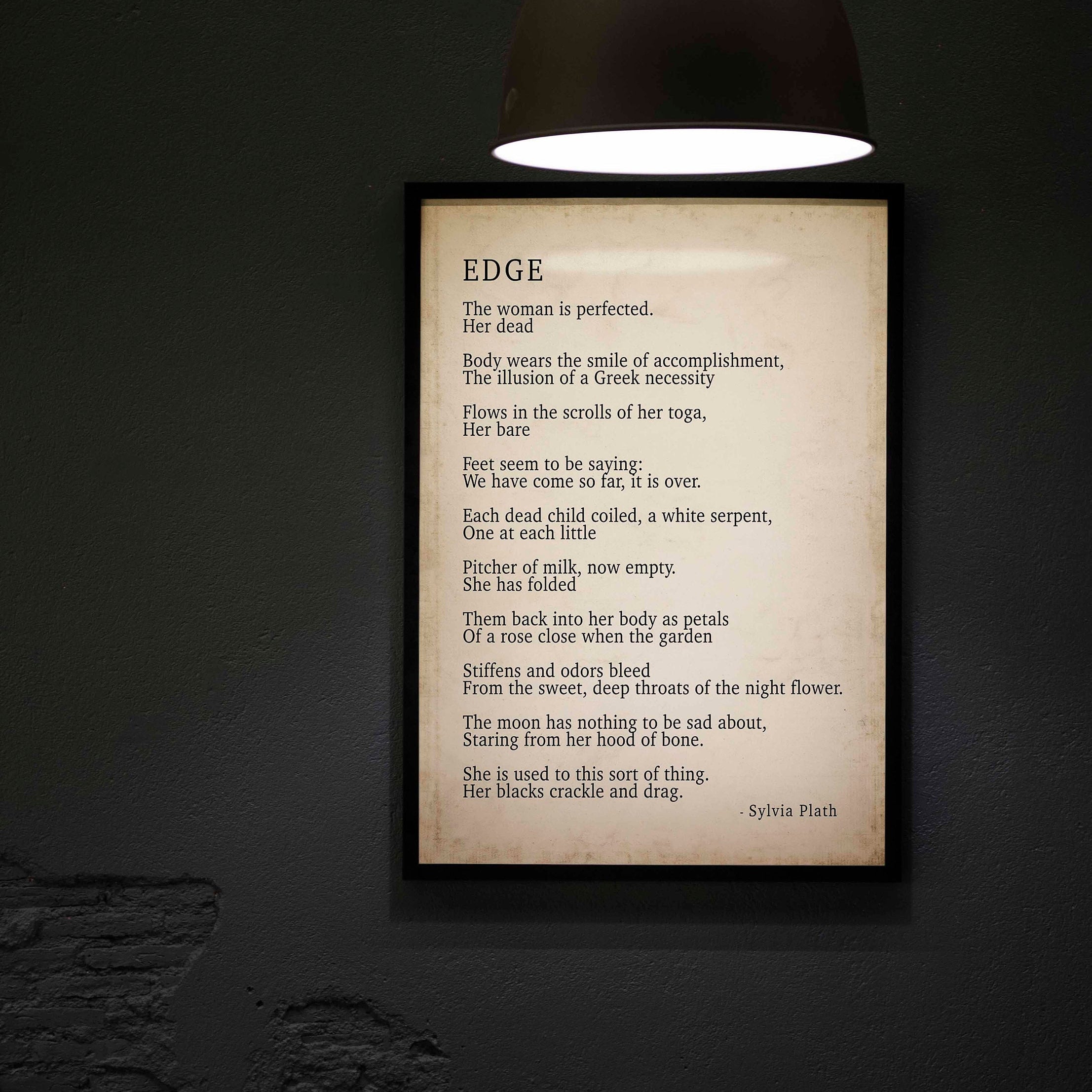 PRINTABLE Sylvia Plath Poem Edge Print, Library Art