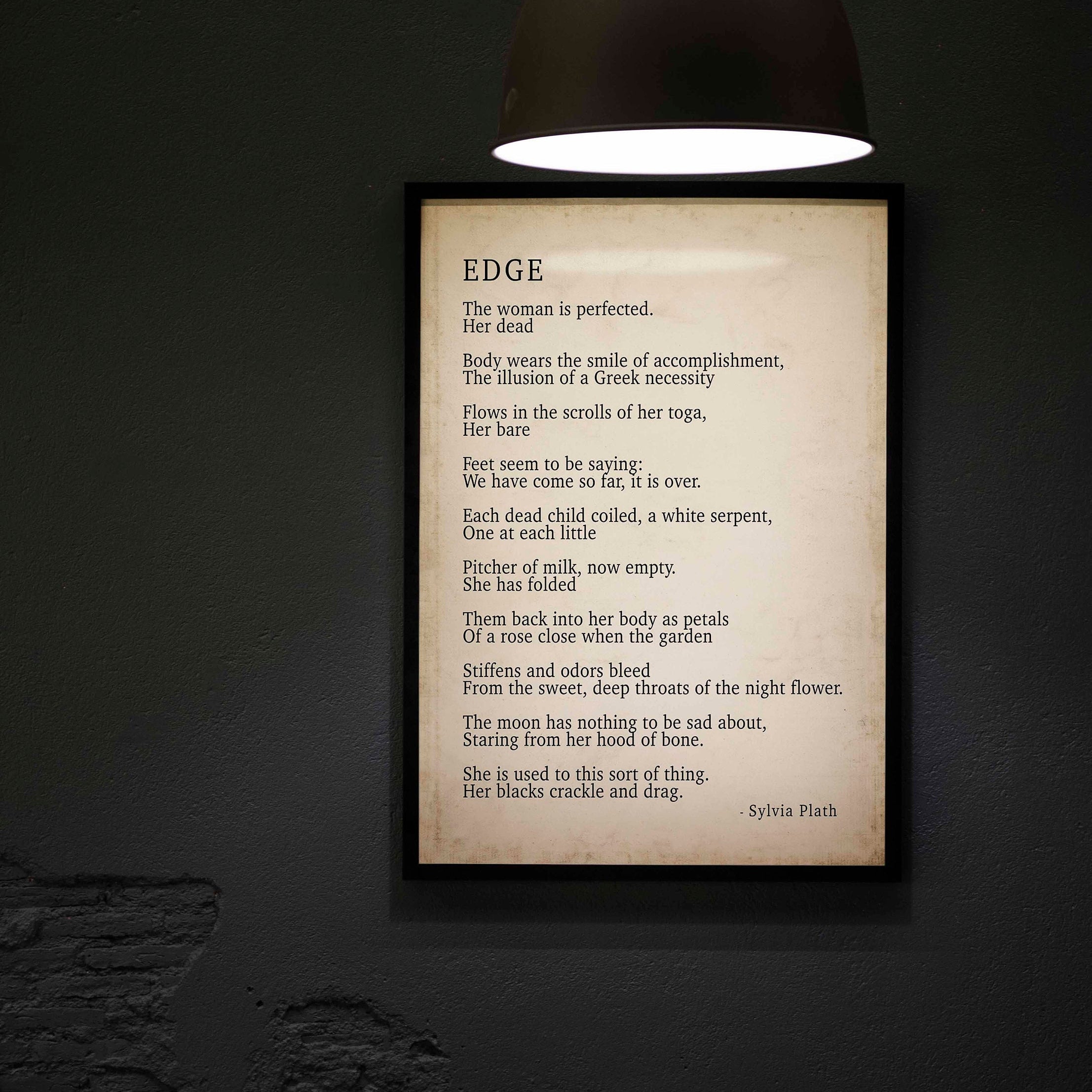 Sylvia Plath Poem EDGE Print, Library Art