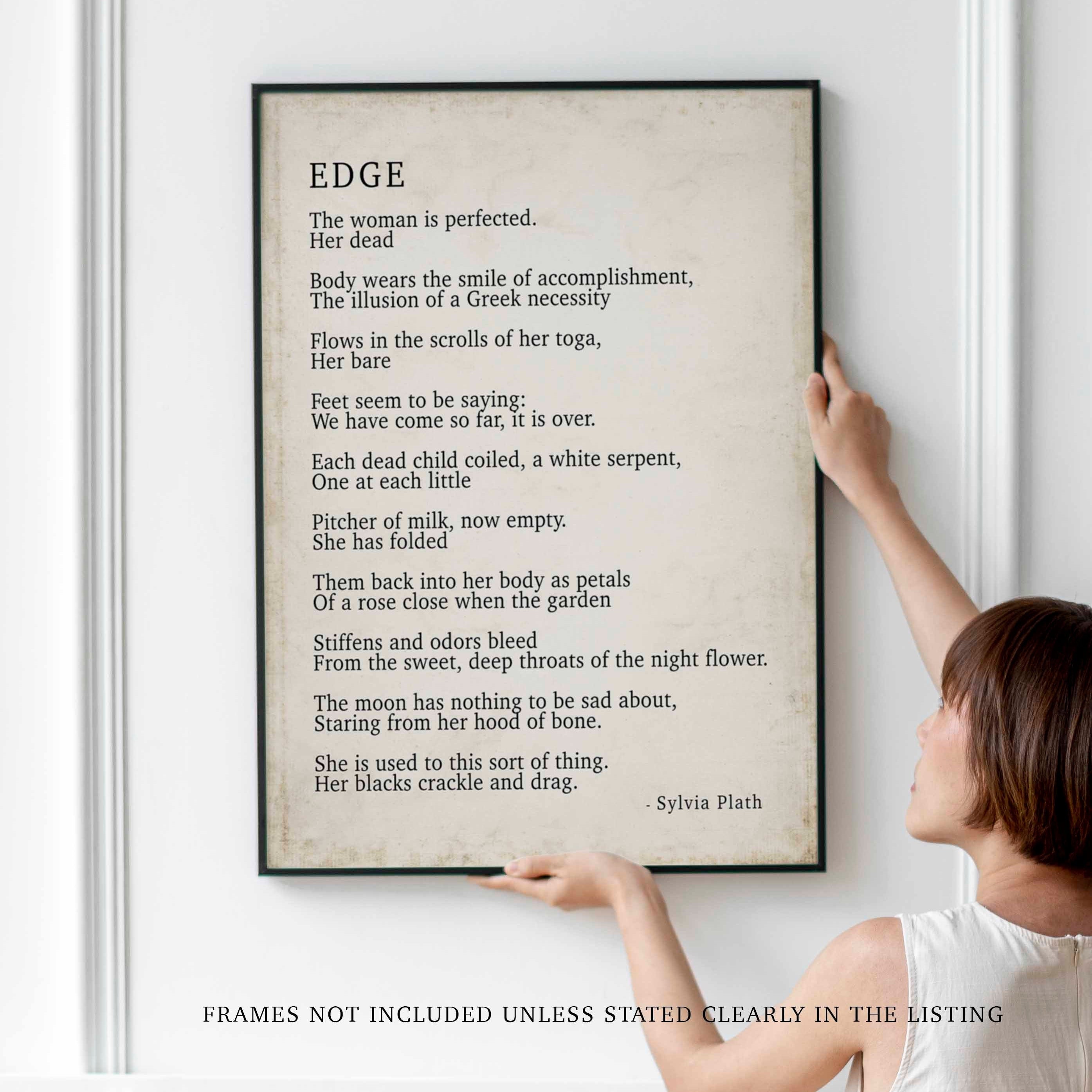 PRINTABLE Sylvia Plath Poem Edge Print, Library Art