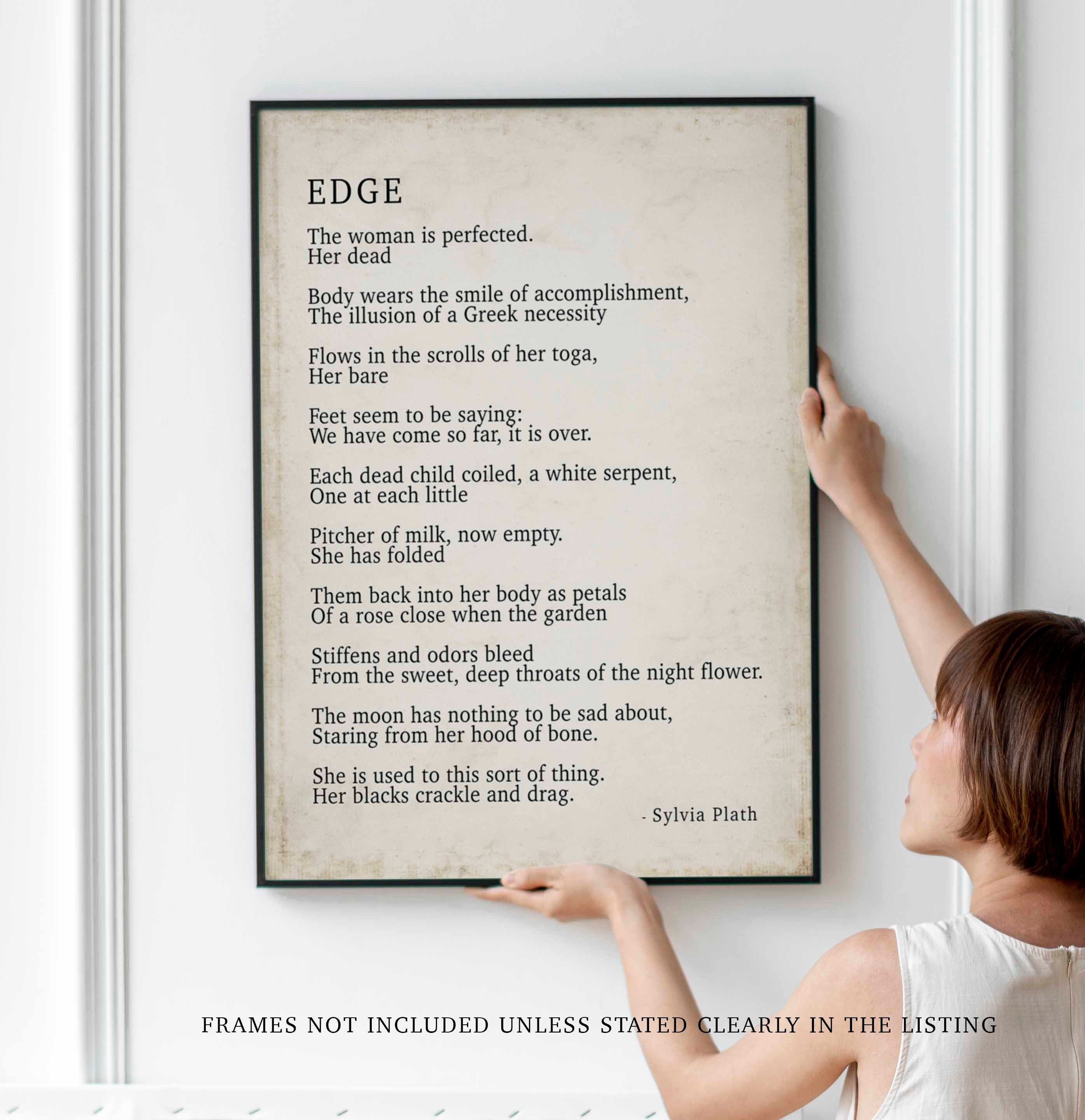 PRINTABLE Sylvia Plath Poem Edge Print, Library Art