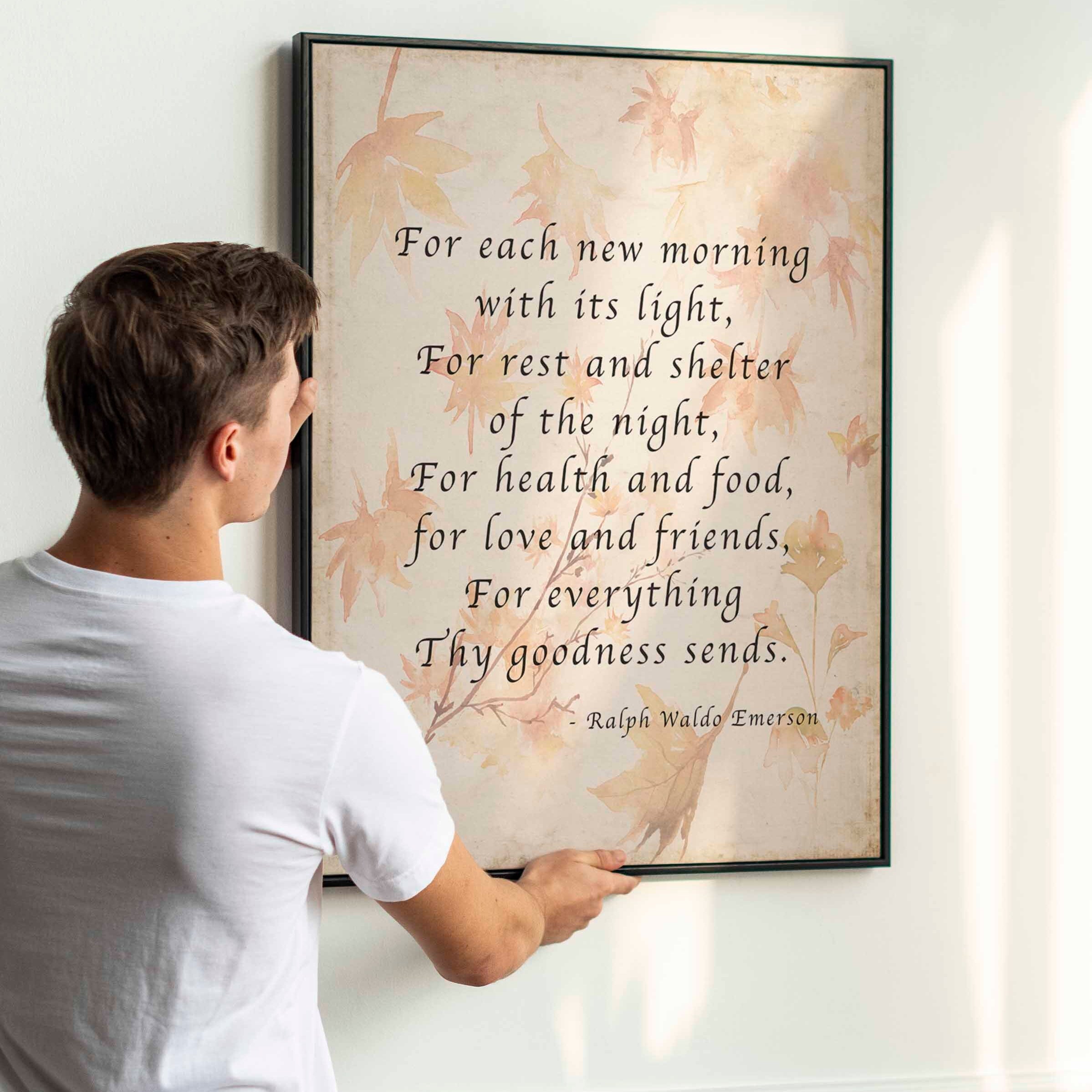 Ralph Waldo Emerson Wonderful Positive Quote Print, Emerson Prayer Poem