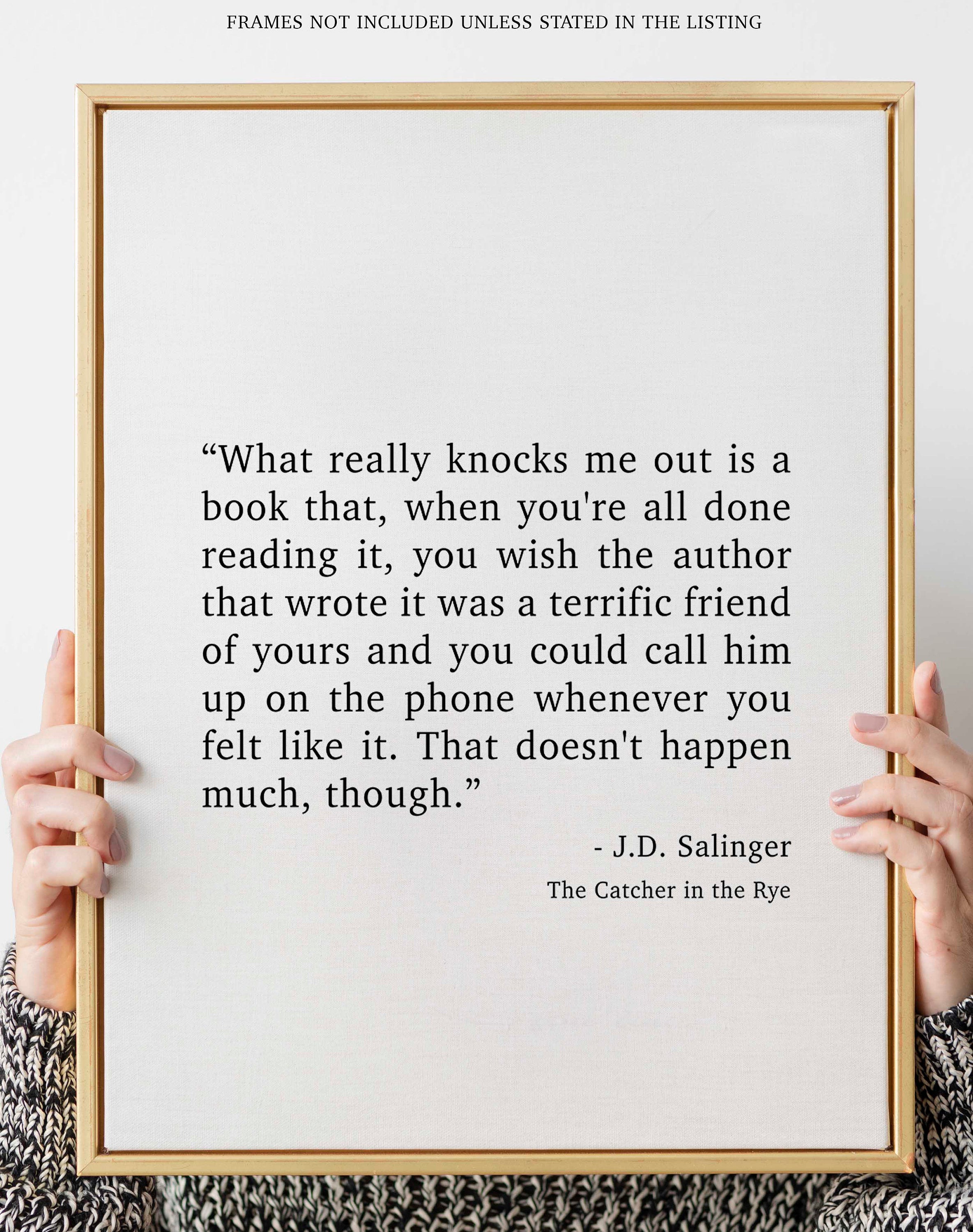 Catcher in the Rye J D Salinger Quote Print, Minimalist Wall Decor Wall Art Prints