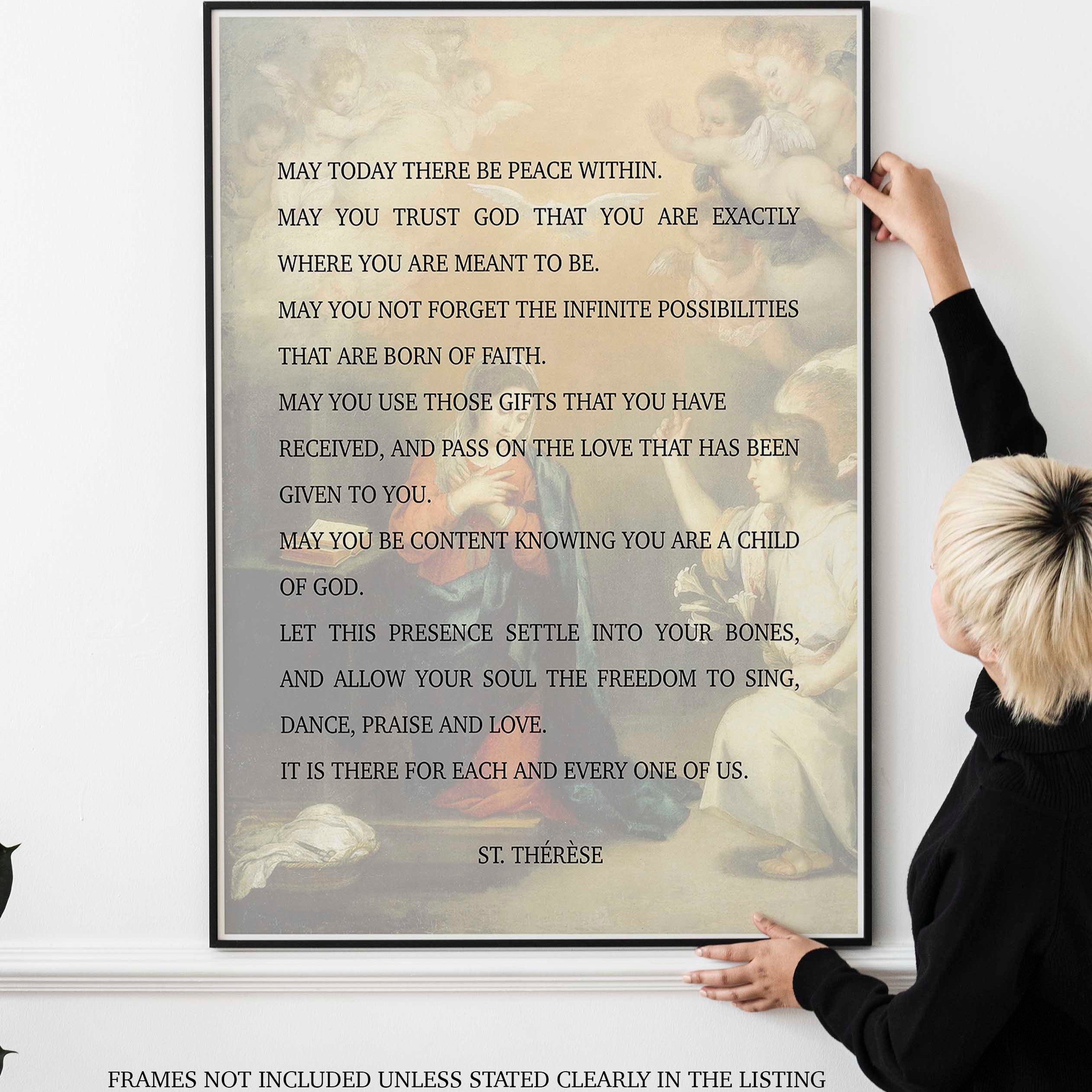 St. Therese Quote Print, May Today There Be Peace