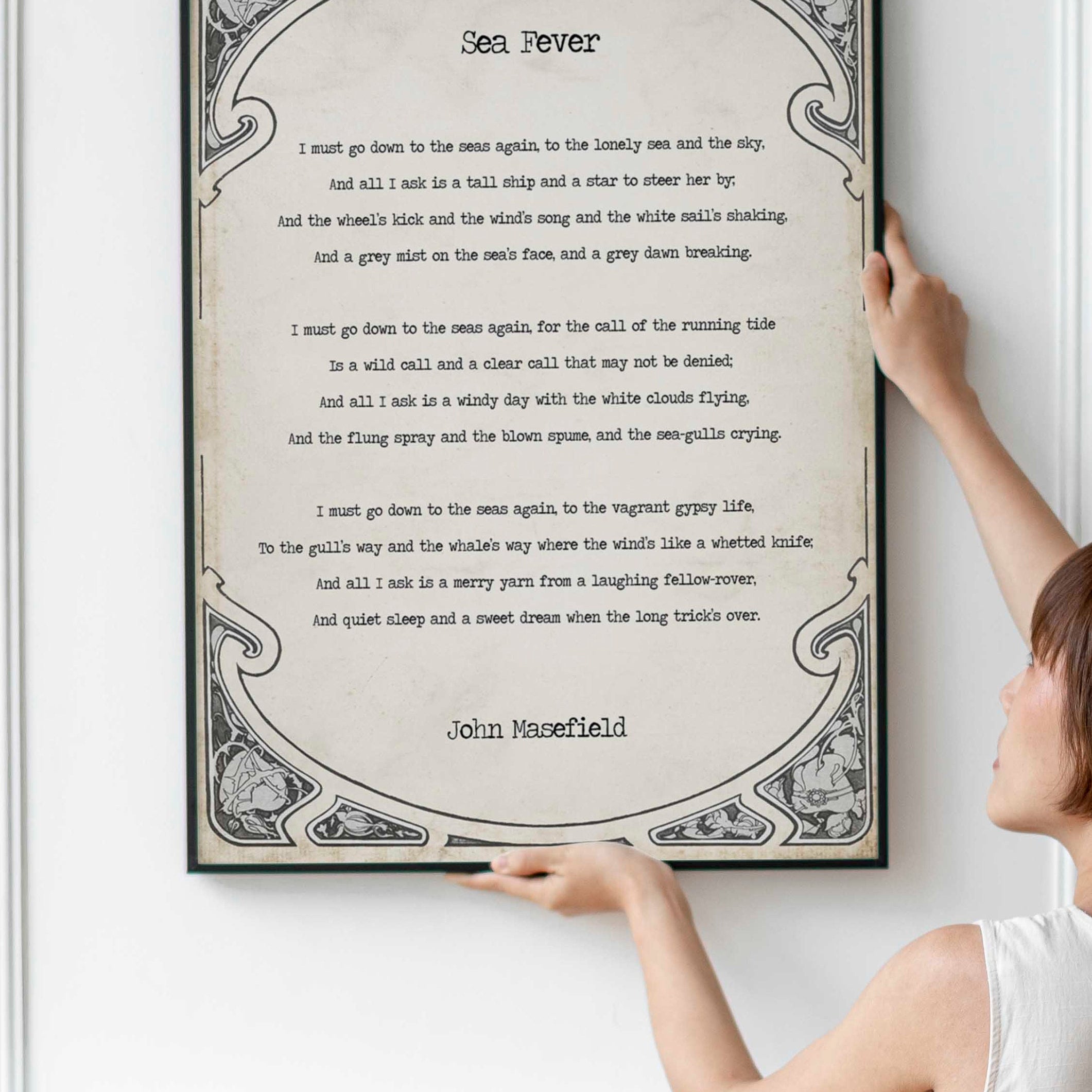 Sea Fever Poem by John Masefield, I Must Go Down To The Seas Again Poetry Art Print