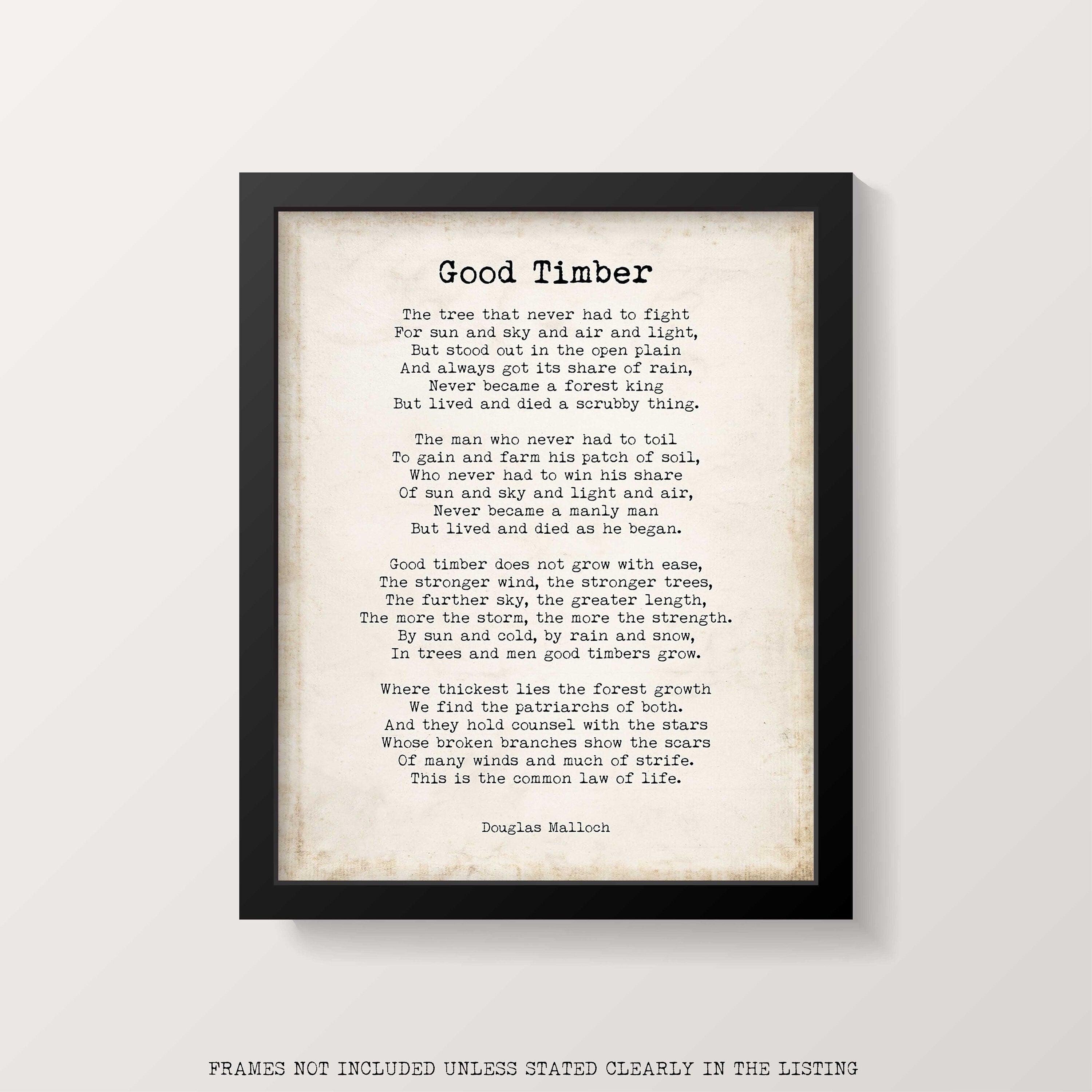 Good Timber Framed Art  Poem Print for Mormon Home Decor, LDS Gift wall art print