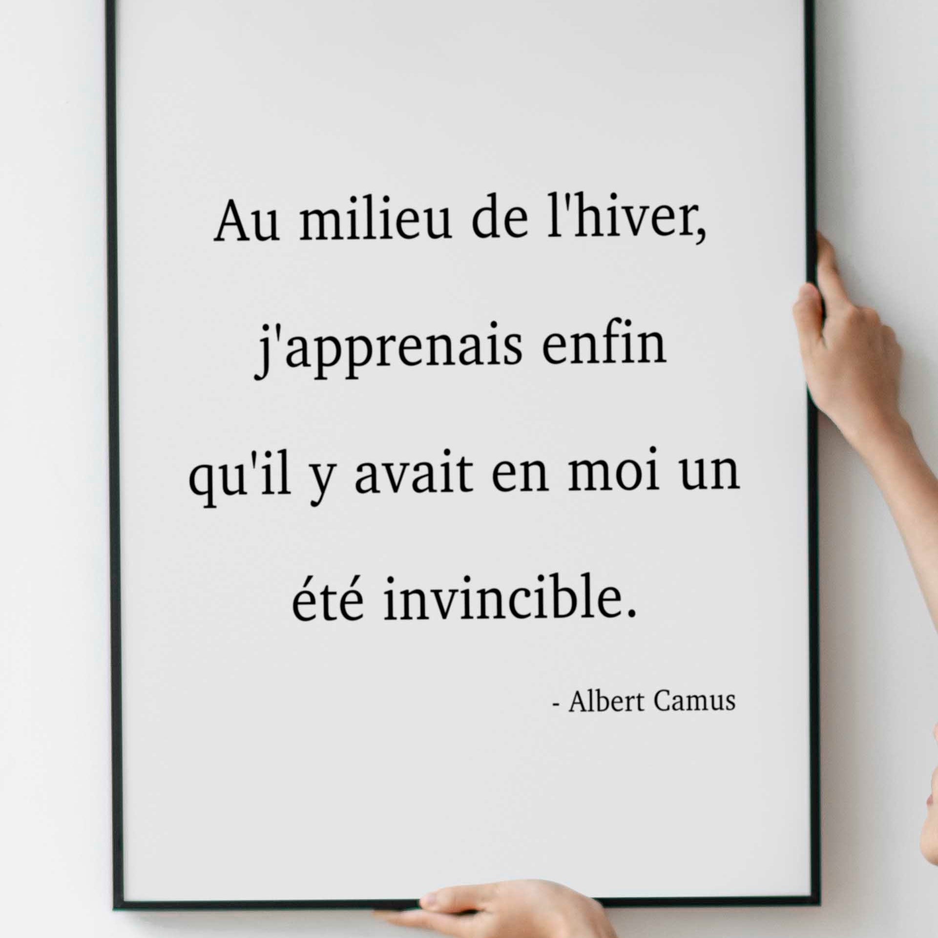 Albert Camus Quote Print in French - un été invincible, Invincible Summer wall art print