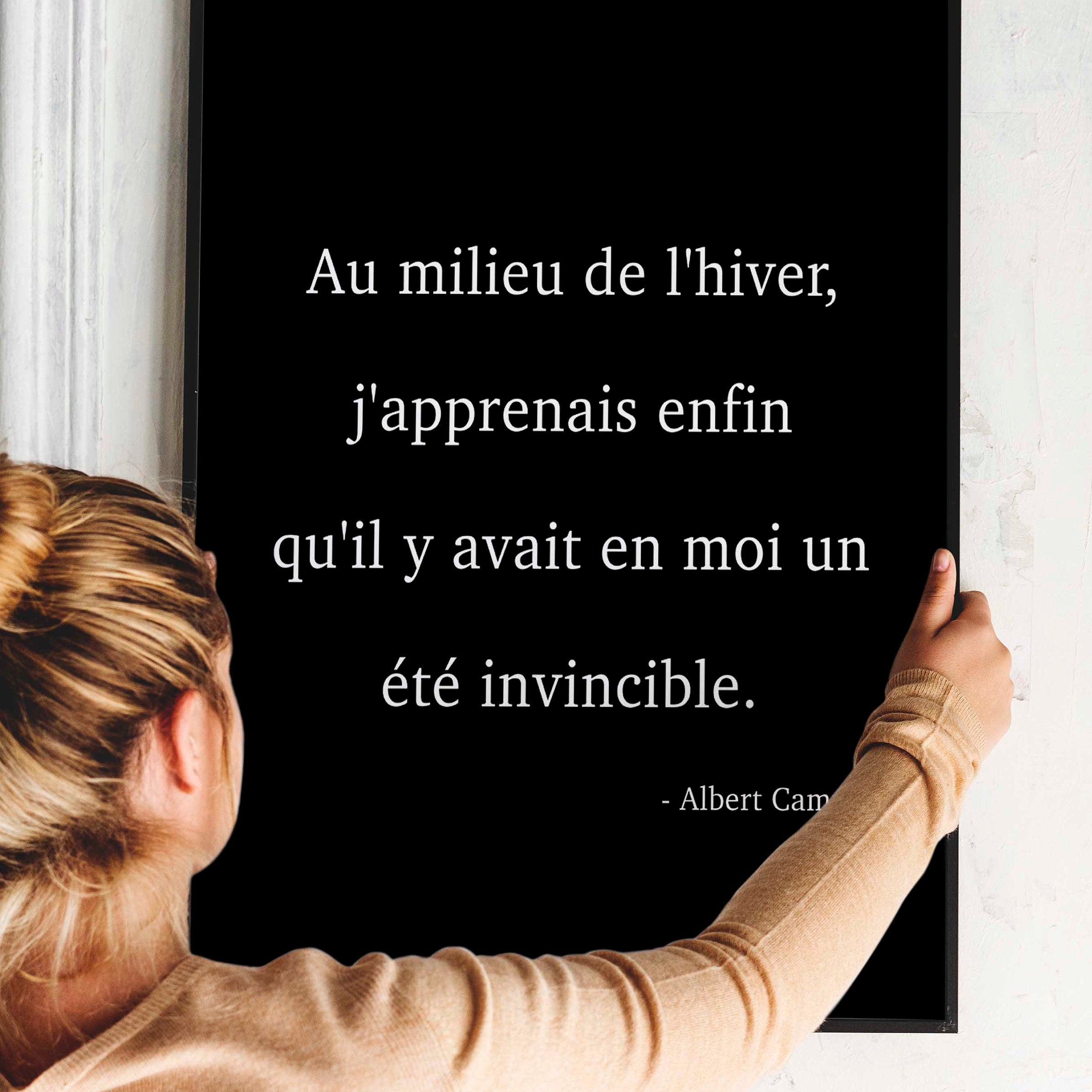 Albert Camus Quote Print in French - un été invincible, Invincible Summer wall art print