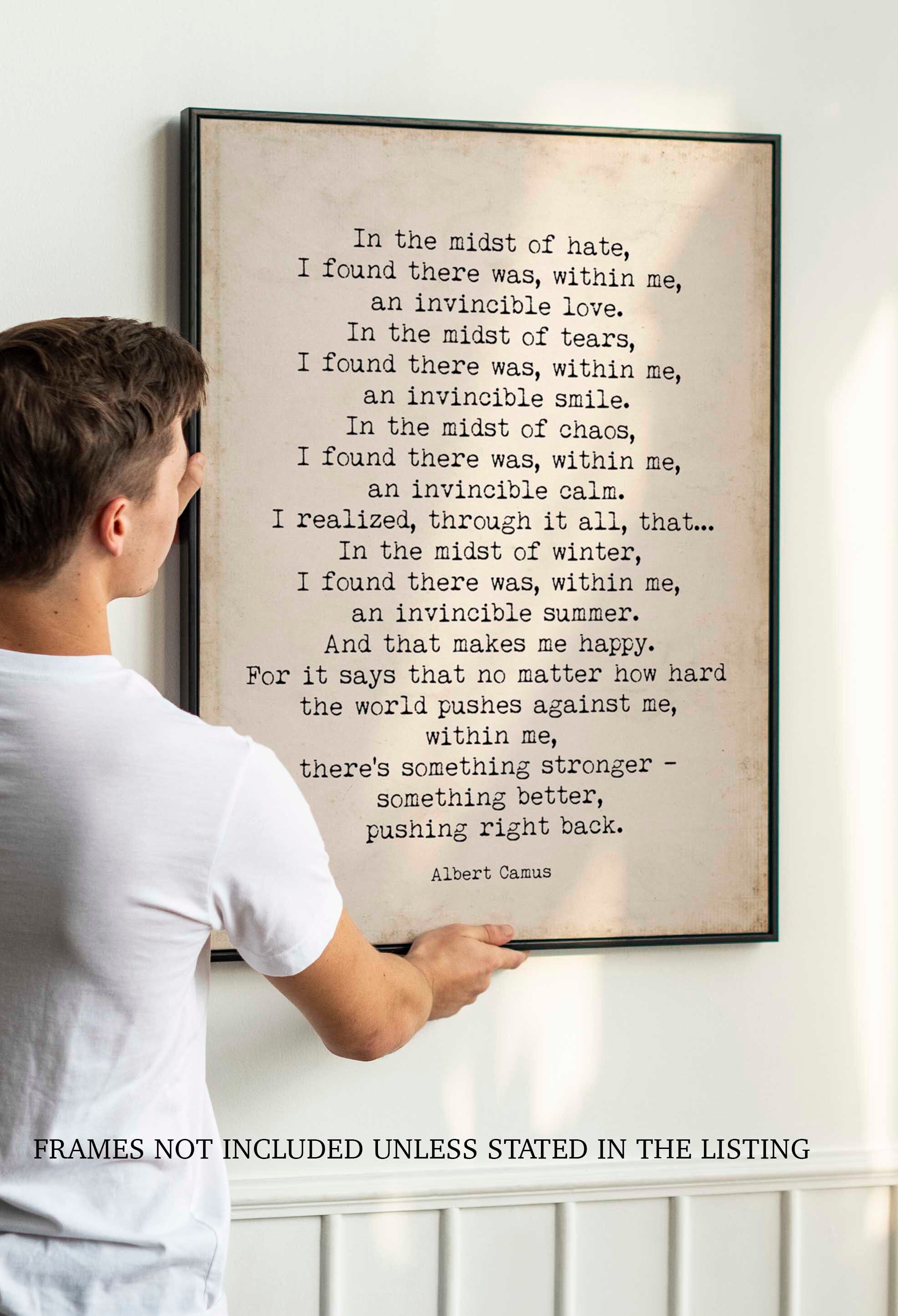 PRINTABLE Albert Camus Invincible Summer Vintage Page Background, Inspirational Artwork