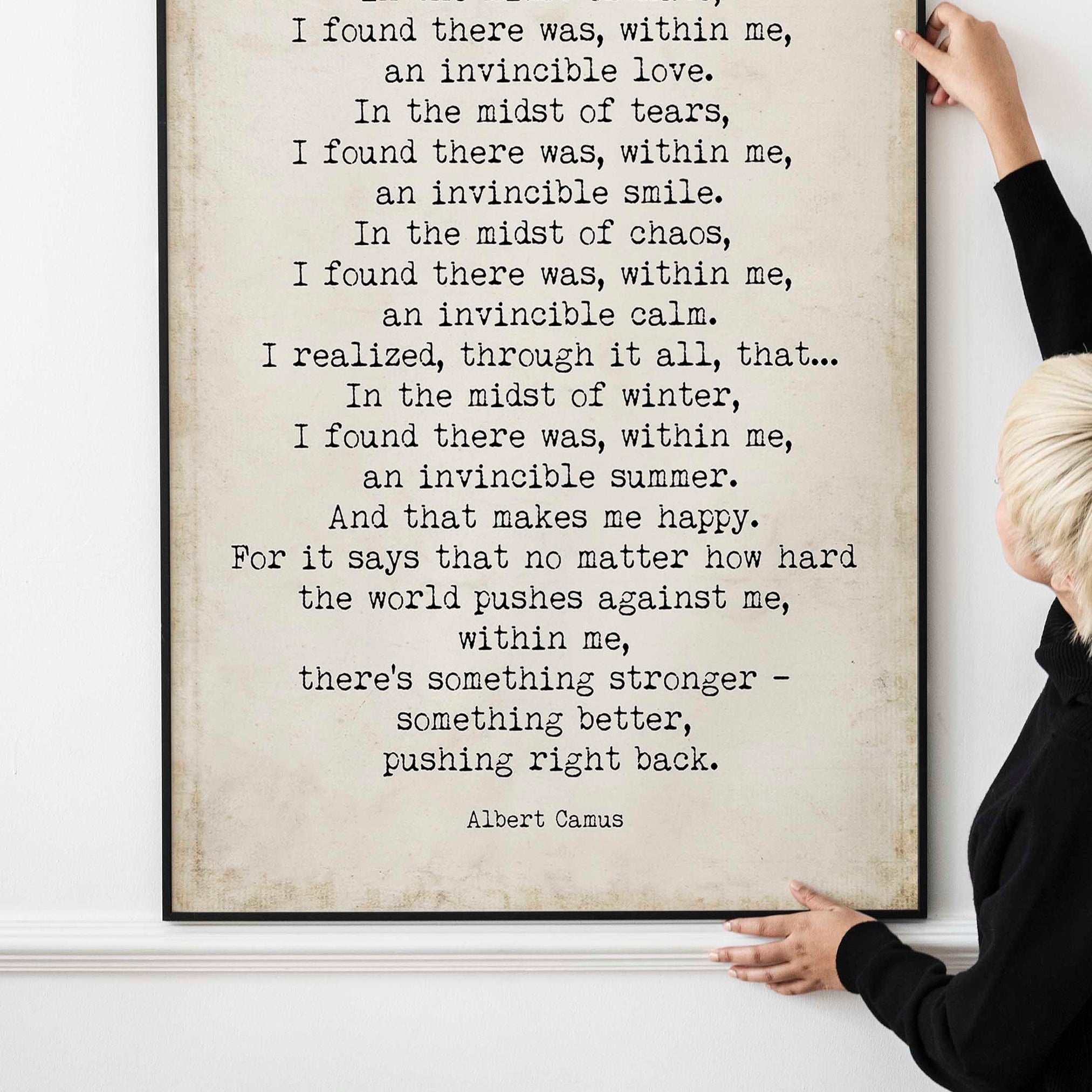 PRINTABLE Albert Camus Invincible Summer Vintage Page Background, Inspirational Artwork