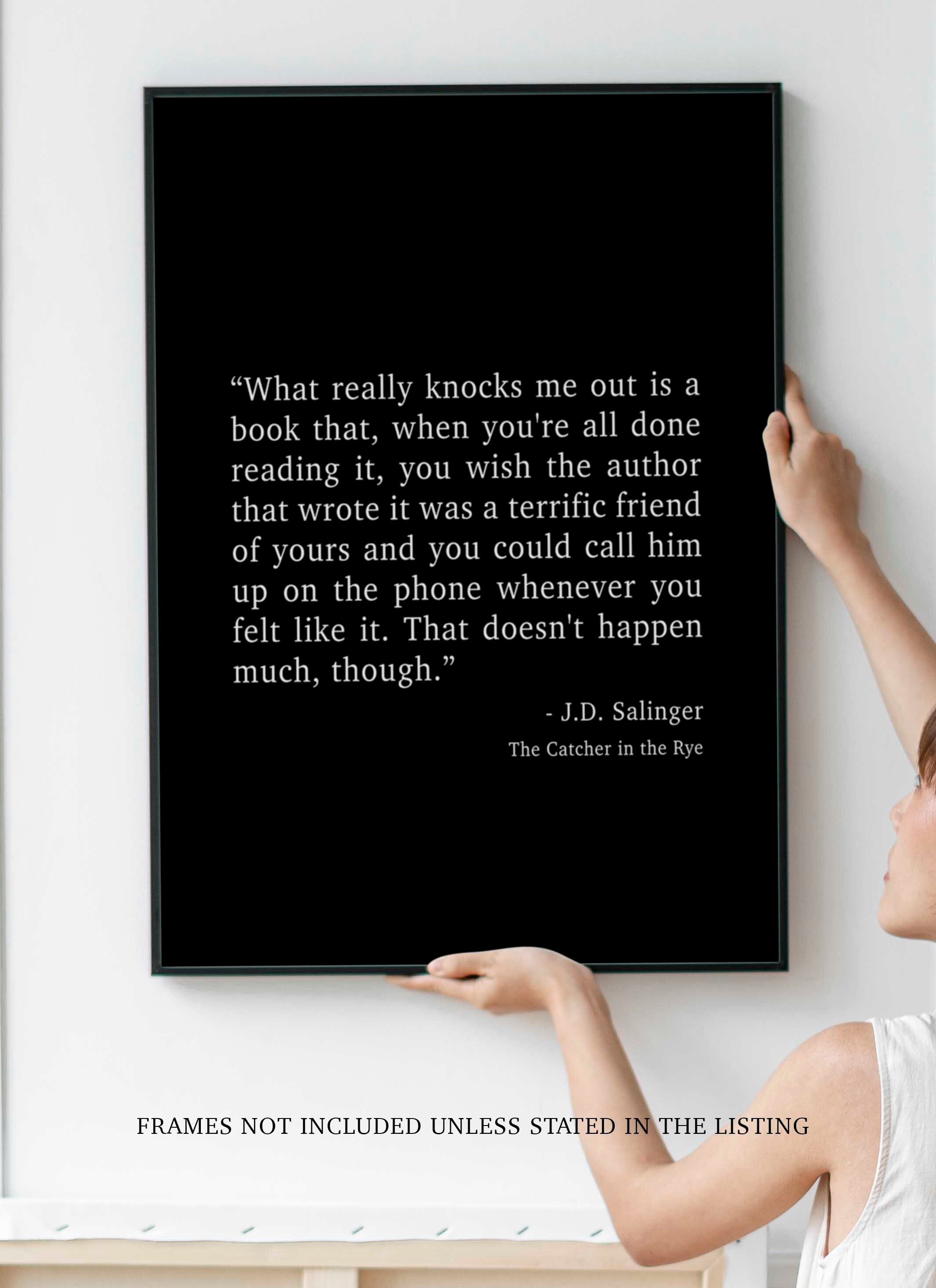 Catcher in the Rye J D Salinger Quote Print, Minimalist Wall Decor Wall Art Prints