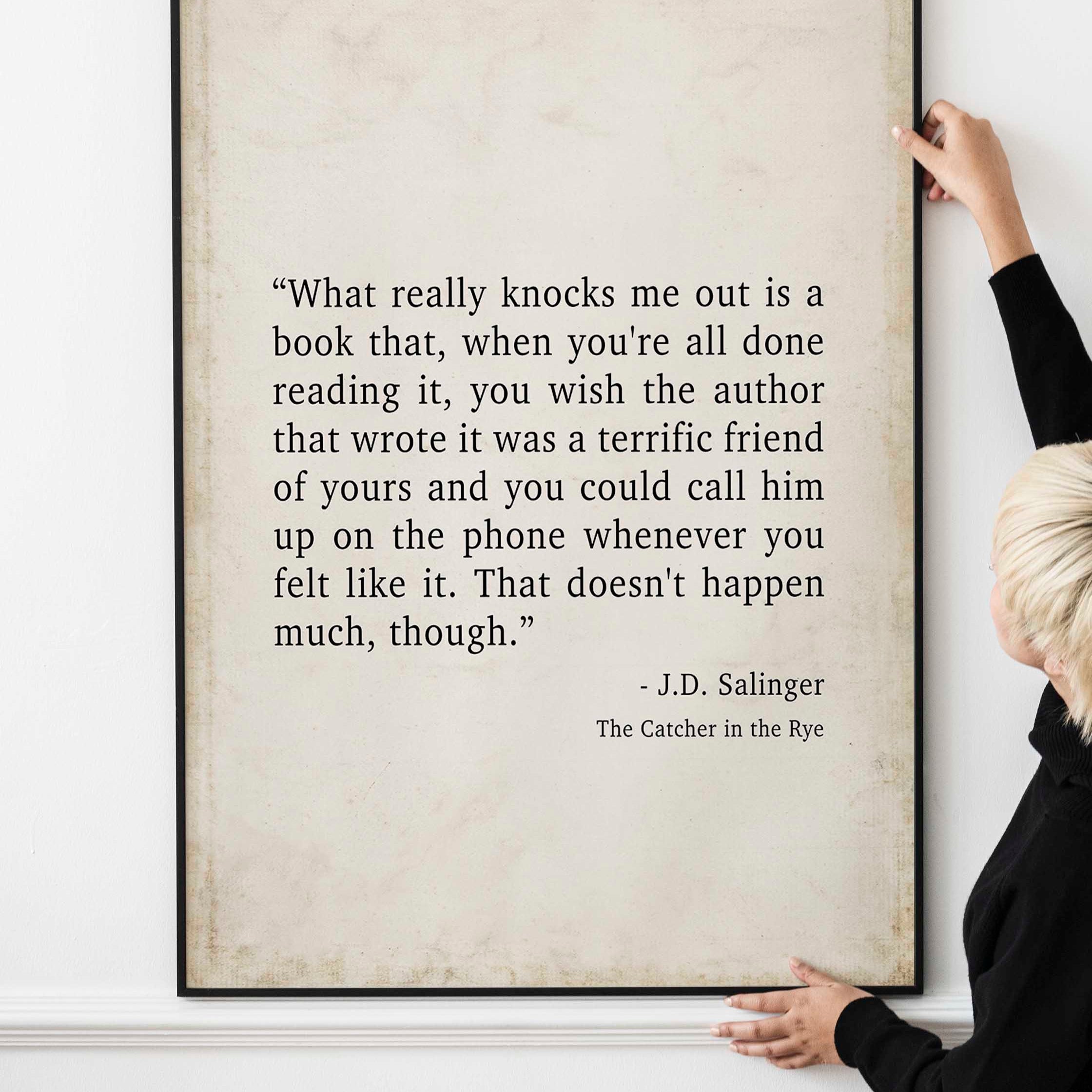 Catcher in the Rye J D Salinger Quote Print, Minimalist Wall Decor Wall Art Prints