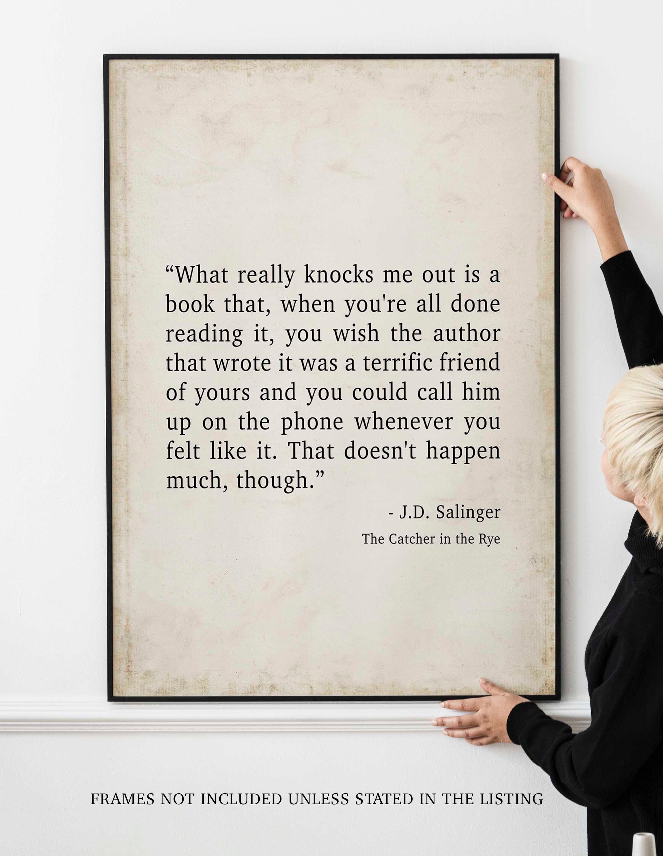 Catcher in the Rye J D Salinger Quote Print, Minimalist Wall Decor Wall Art Prints