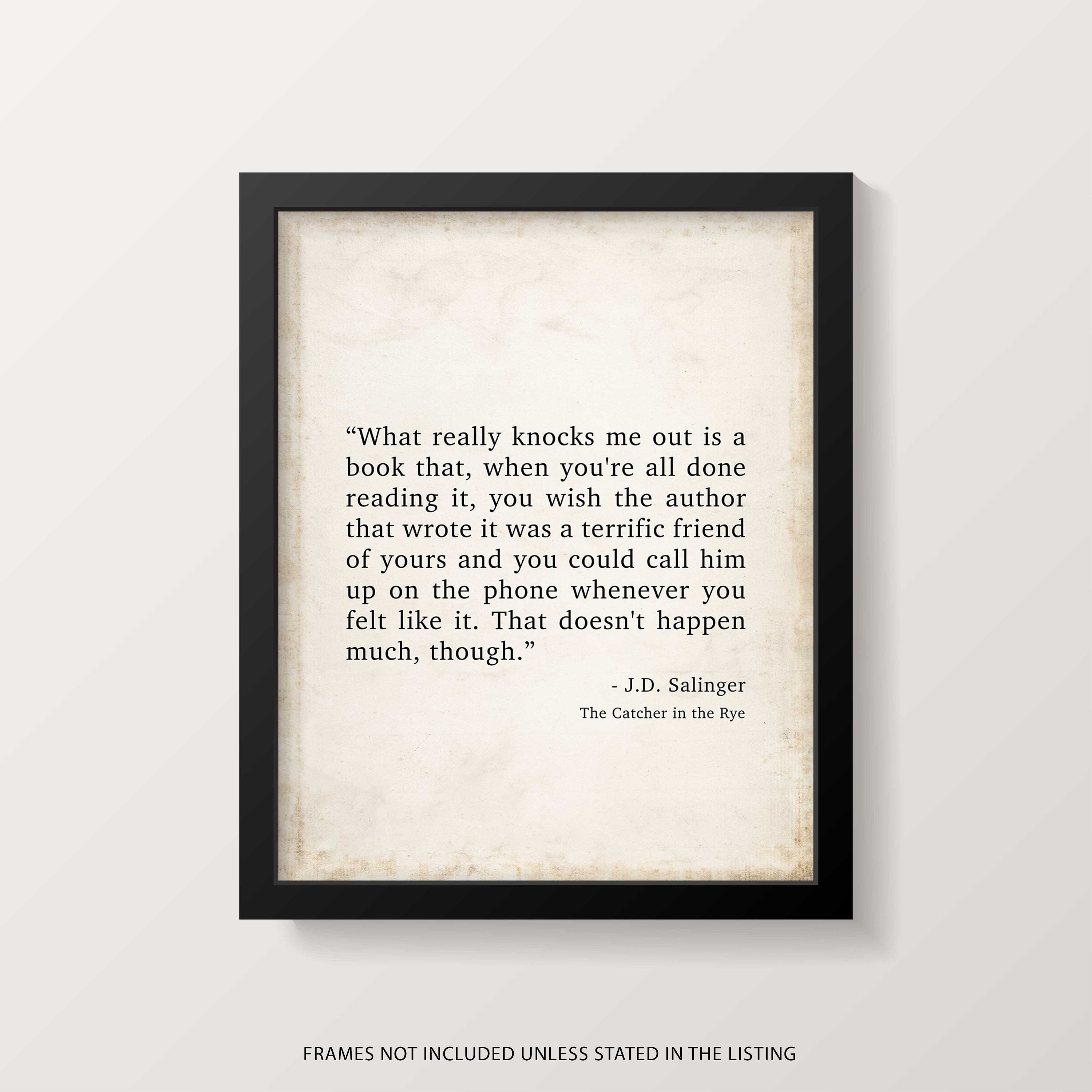 Catcher in the Rye J D Salinger Quote Print, Minimalist Wall Decor Wall Art Prints