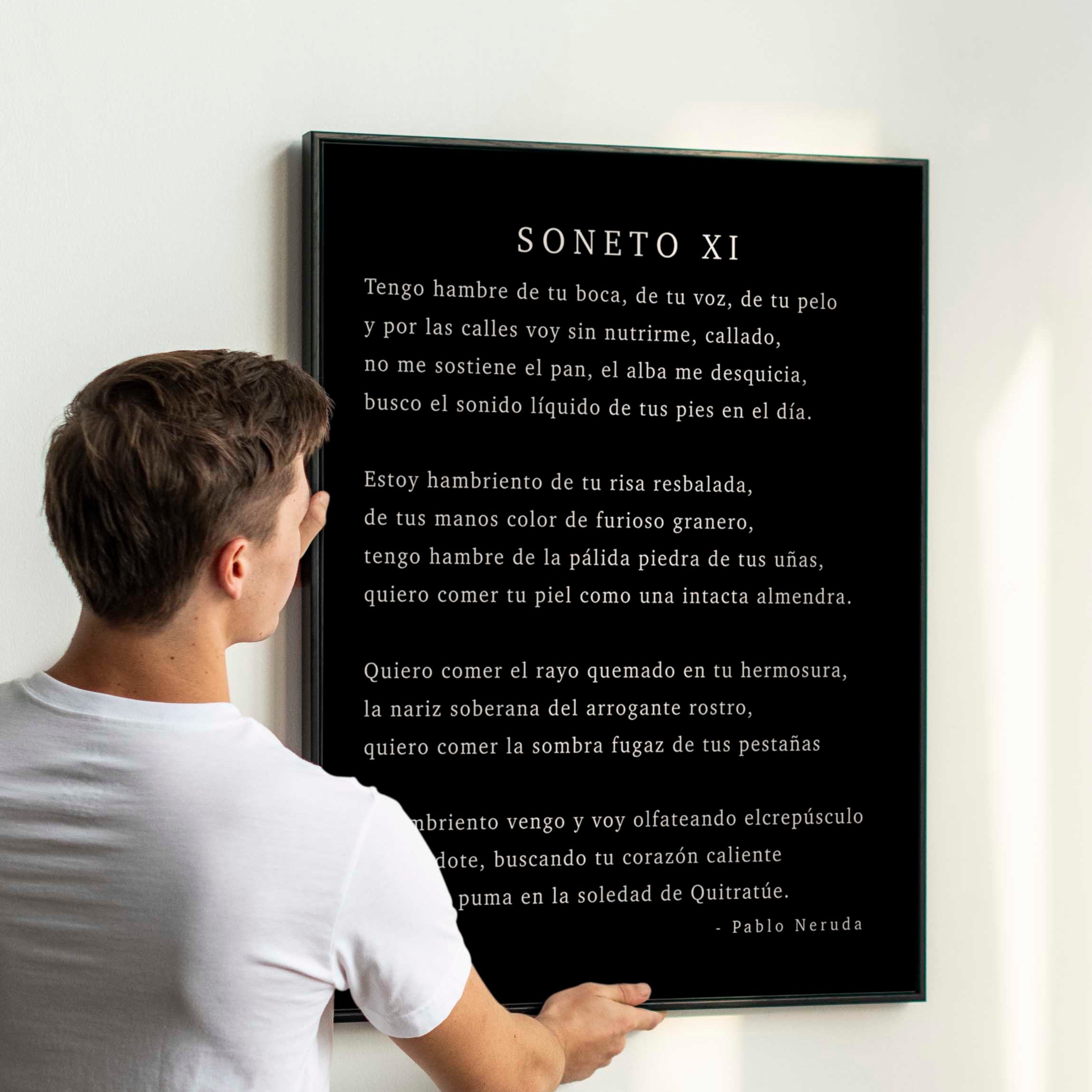 Spanish Pablo Neruda Love Verse Print, Love Poem Print