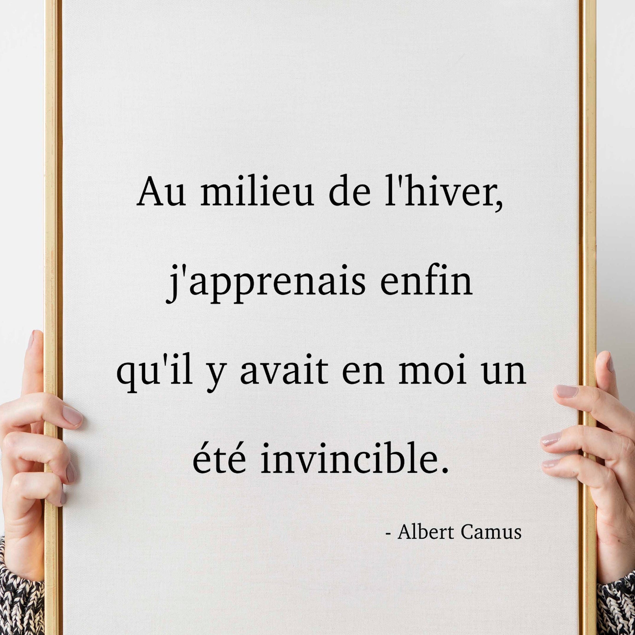 Albert Camus Quote Print in French - un été invincible, Invincible Summer wall art print