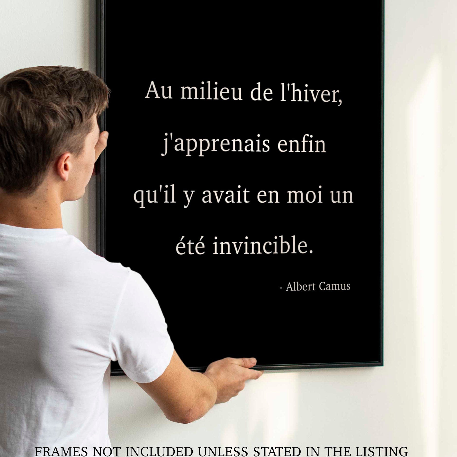 Albert Camus Quote Print in French - un été invincible, Invincible Summer wall art print