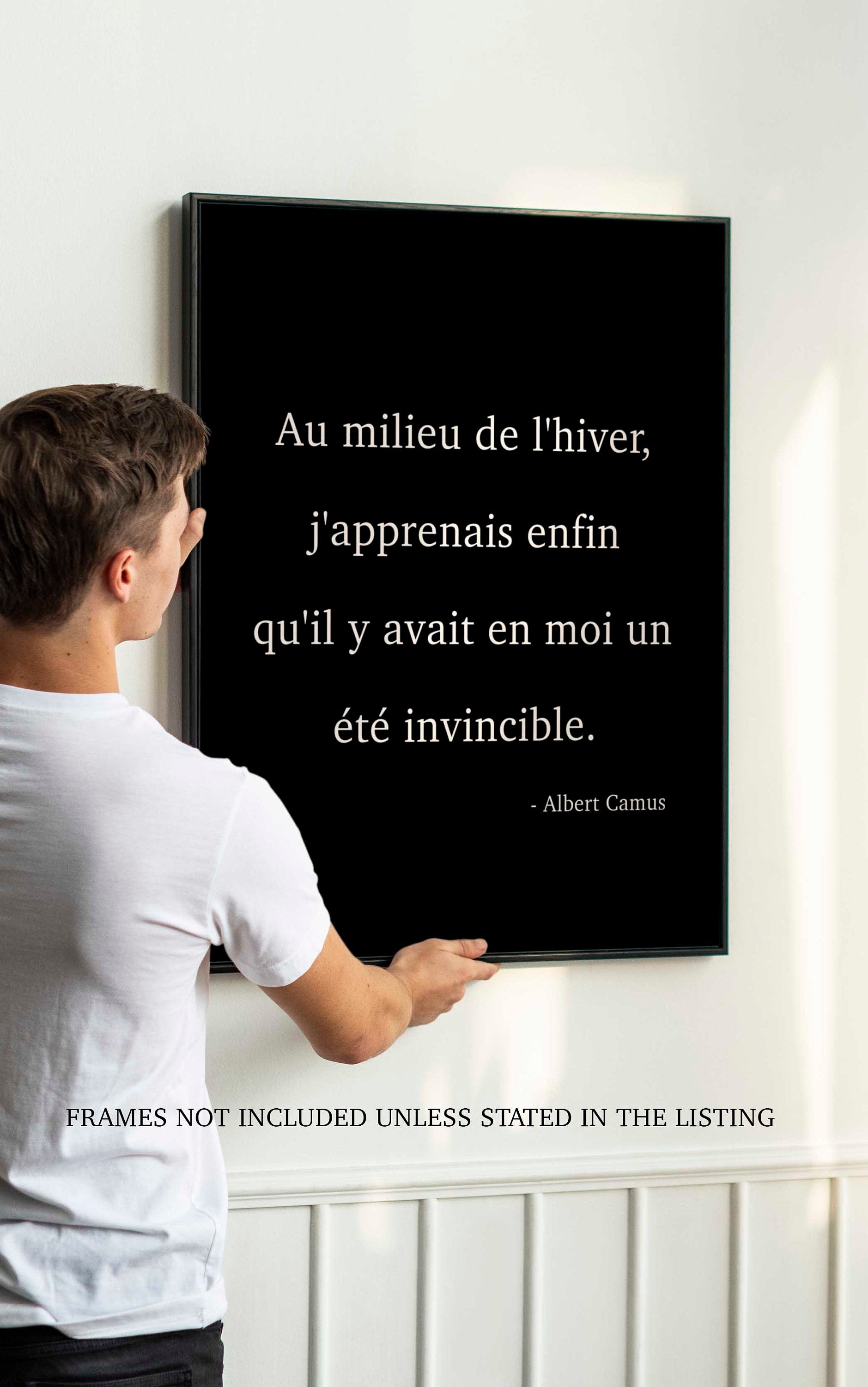 Albert Camus Quote Print in French - un été invincible, Invincible Summer wall art print