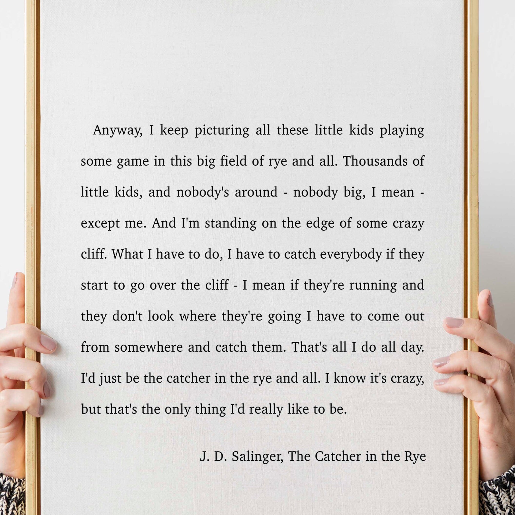 Catcher in the Rye J D Salinger Quote Print, Minimalist Wall Decor Wall Art Prints