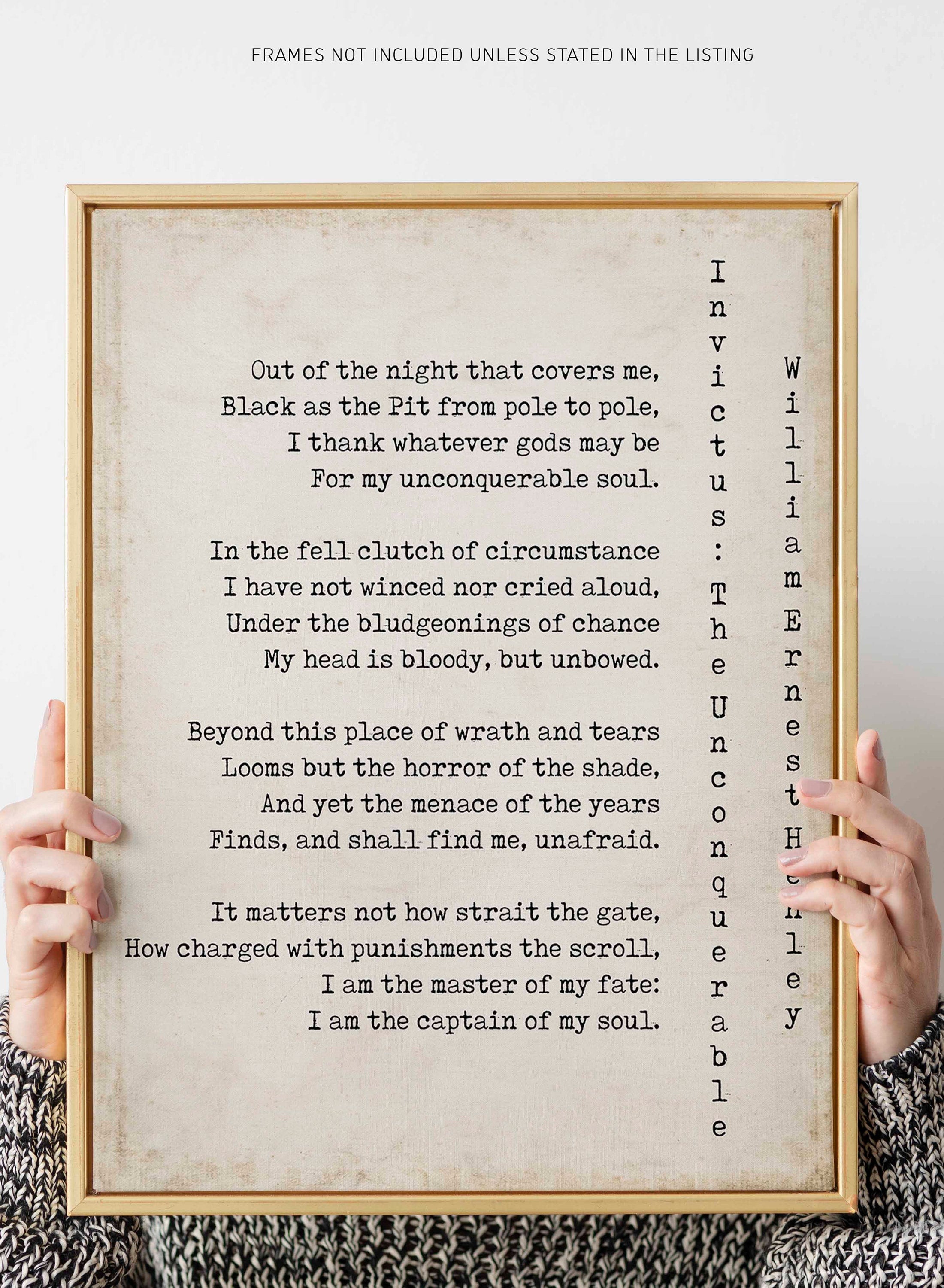 Invictus Print, I am the Master of my Fate Motivational Poster Inspiring Print