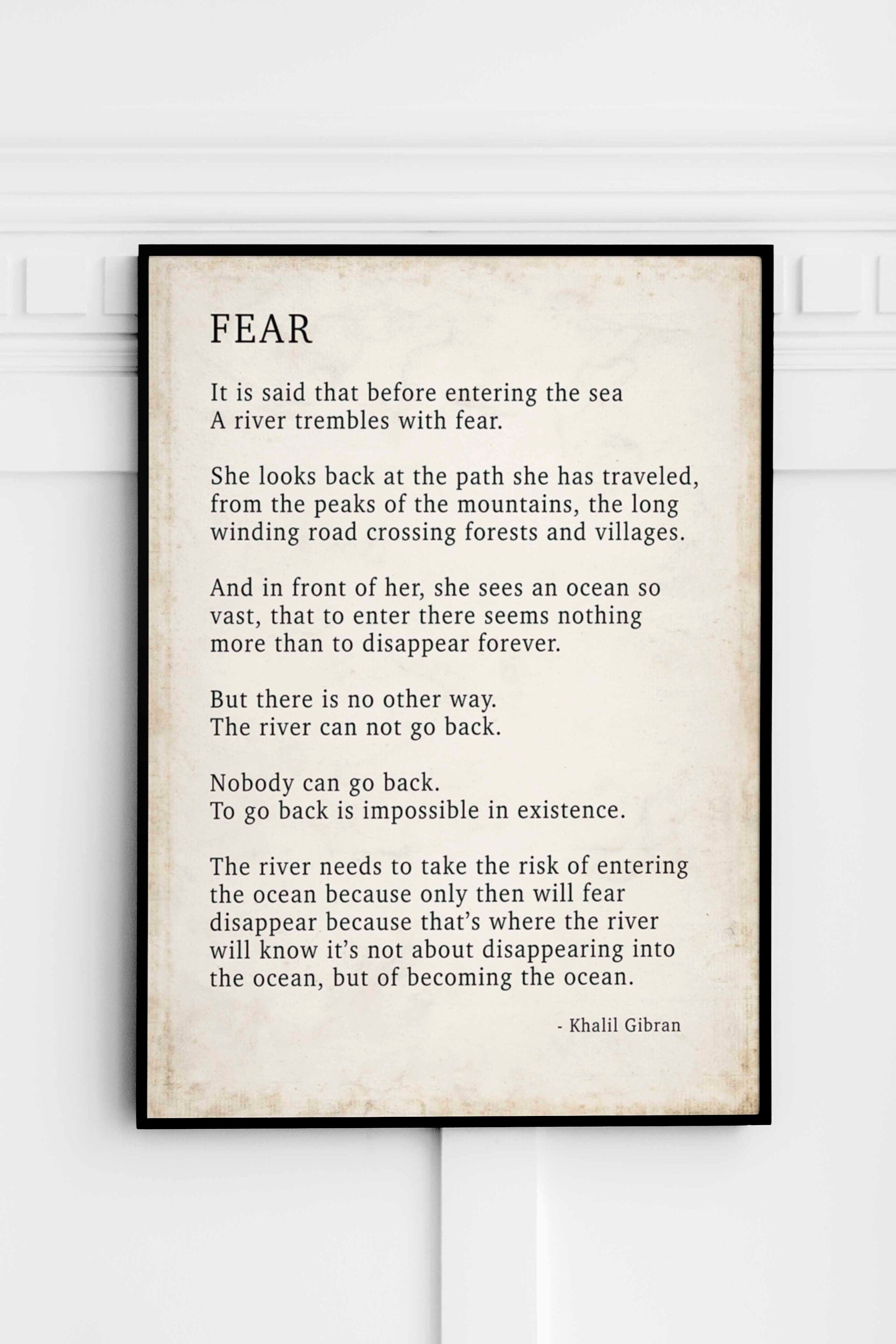 PRINTABLE Fear poem by Kahlil Gibran - Poetry Decor, Poem Print