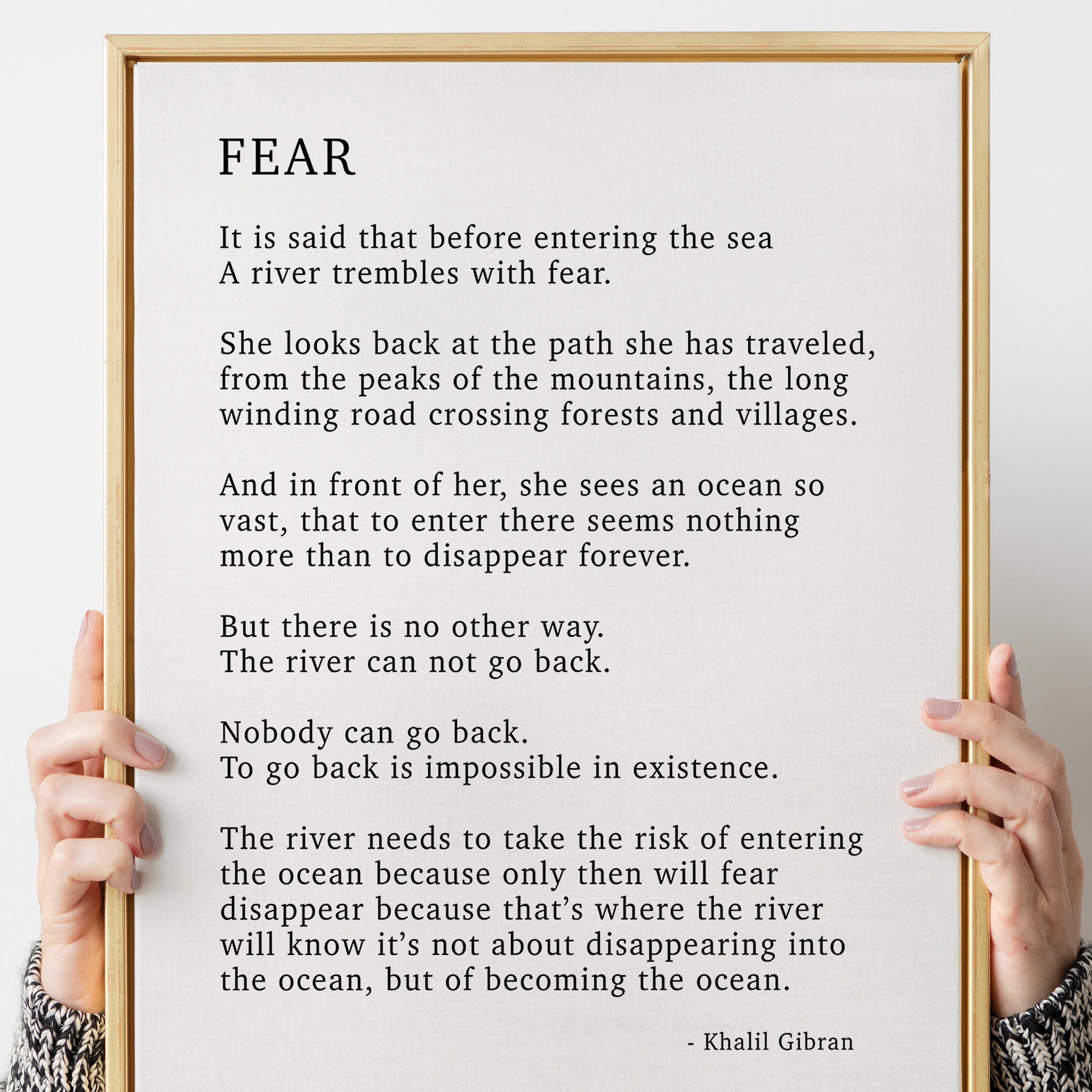 PRINTABLE Fear poem by Kahlil Gibran - Poetry Decor, Poem Print