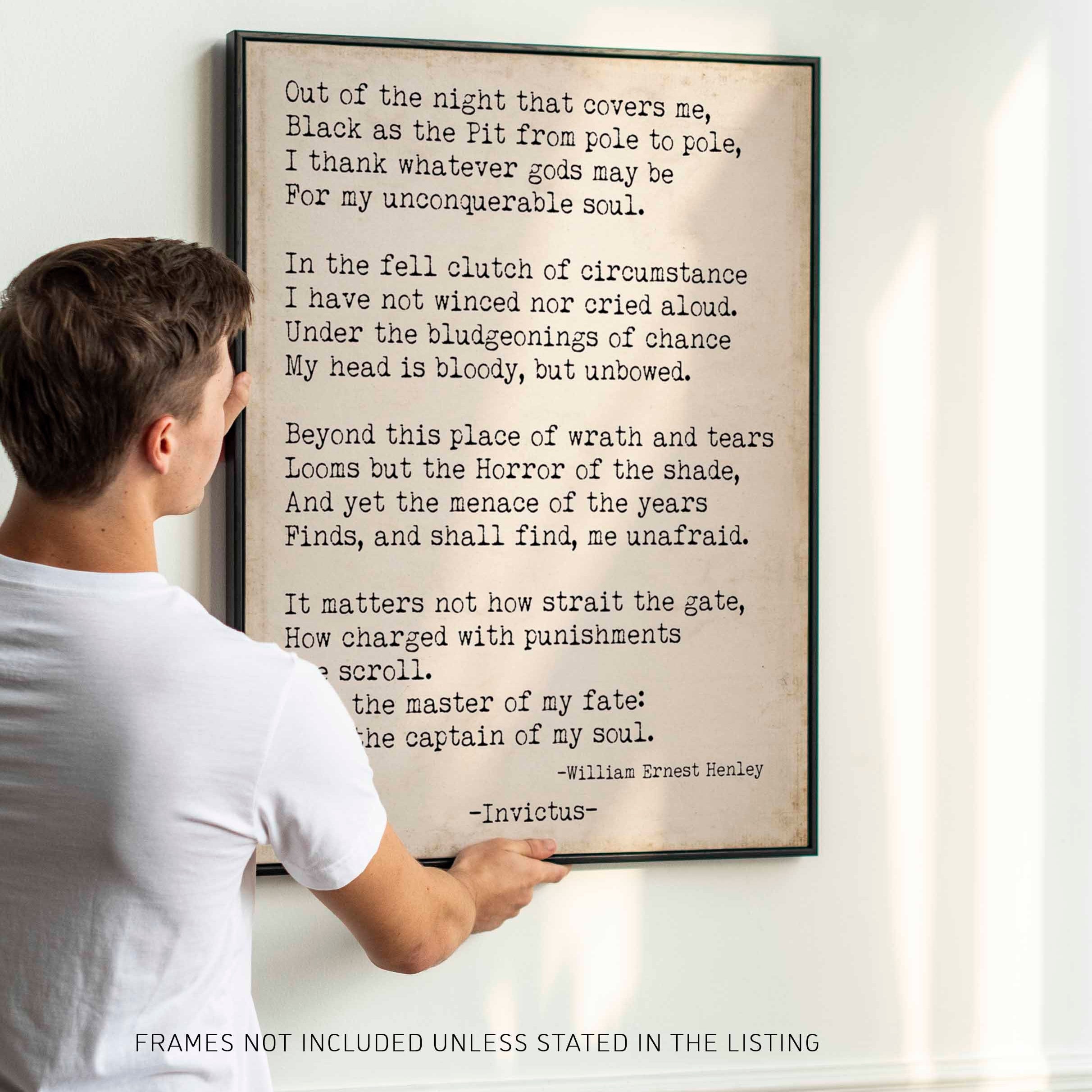 Invictus William Ernest Henley Print, I am the Master of my Fate