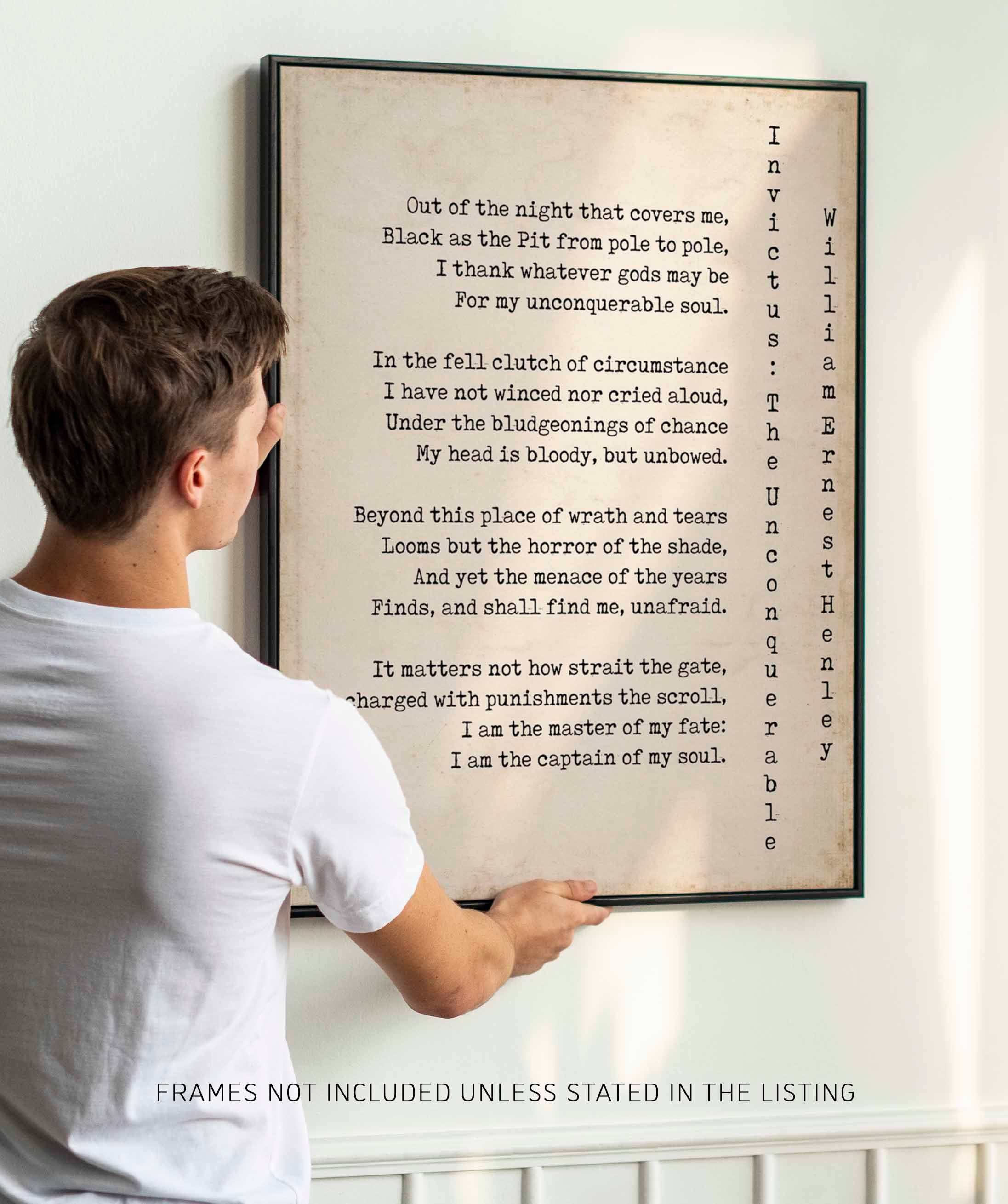 Invictus Print, I am the Master of my Fate Motivational Poster Inspiring Print