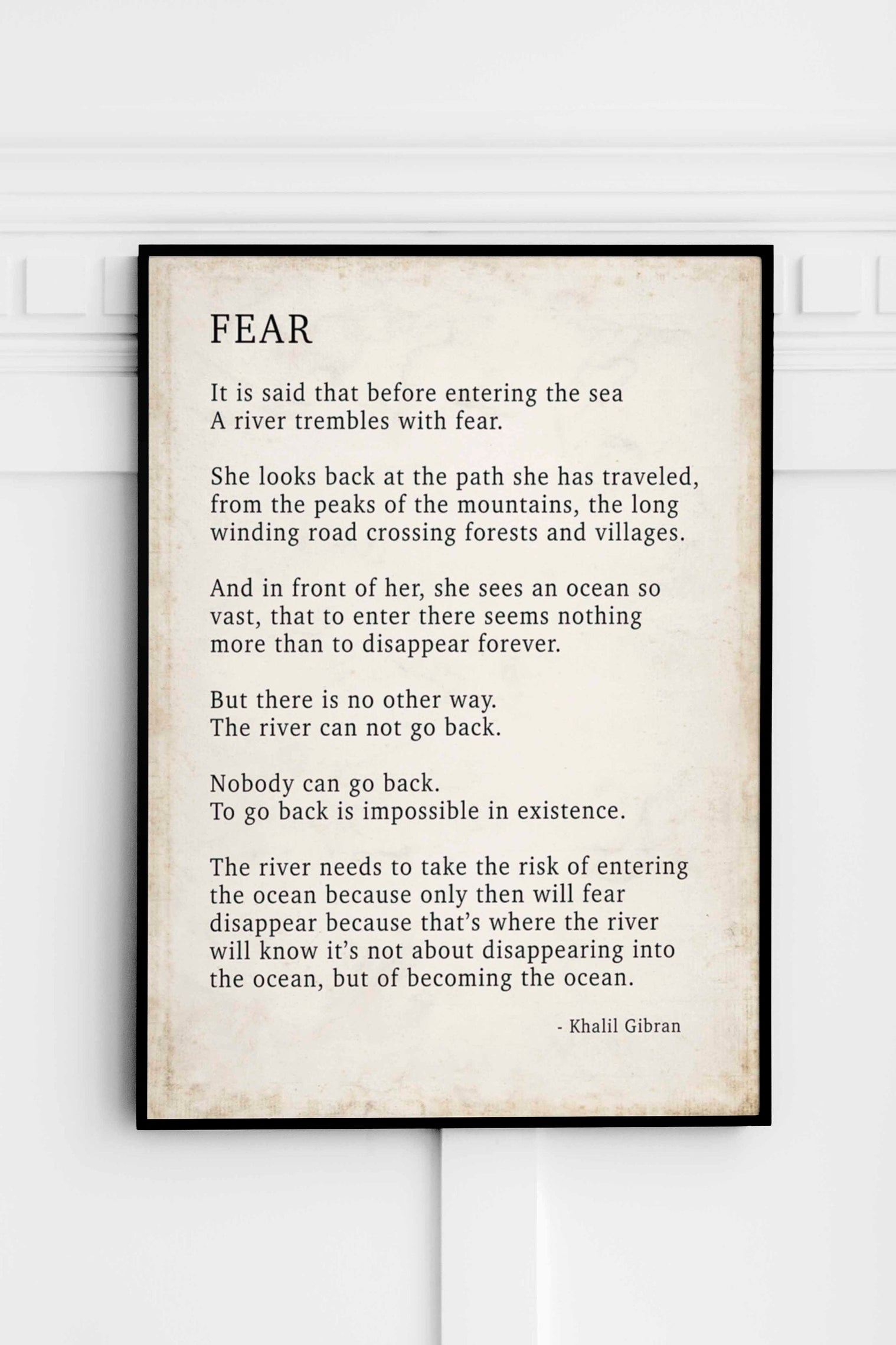 FEAR by KAHLIL GIBRAN Poem - Poetry Decor, Poem Print