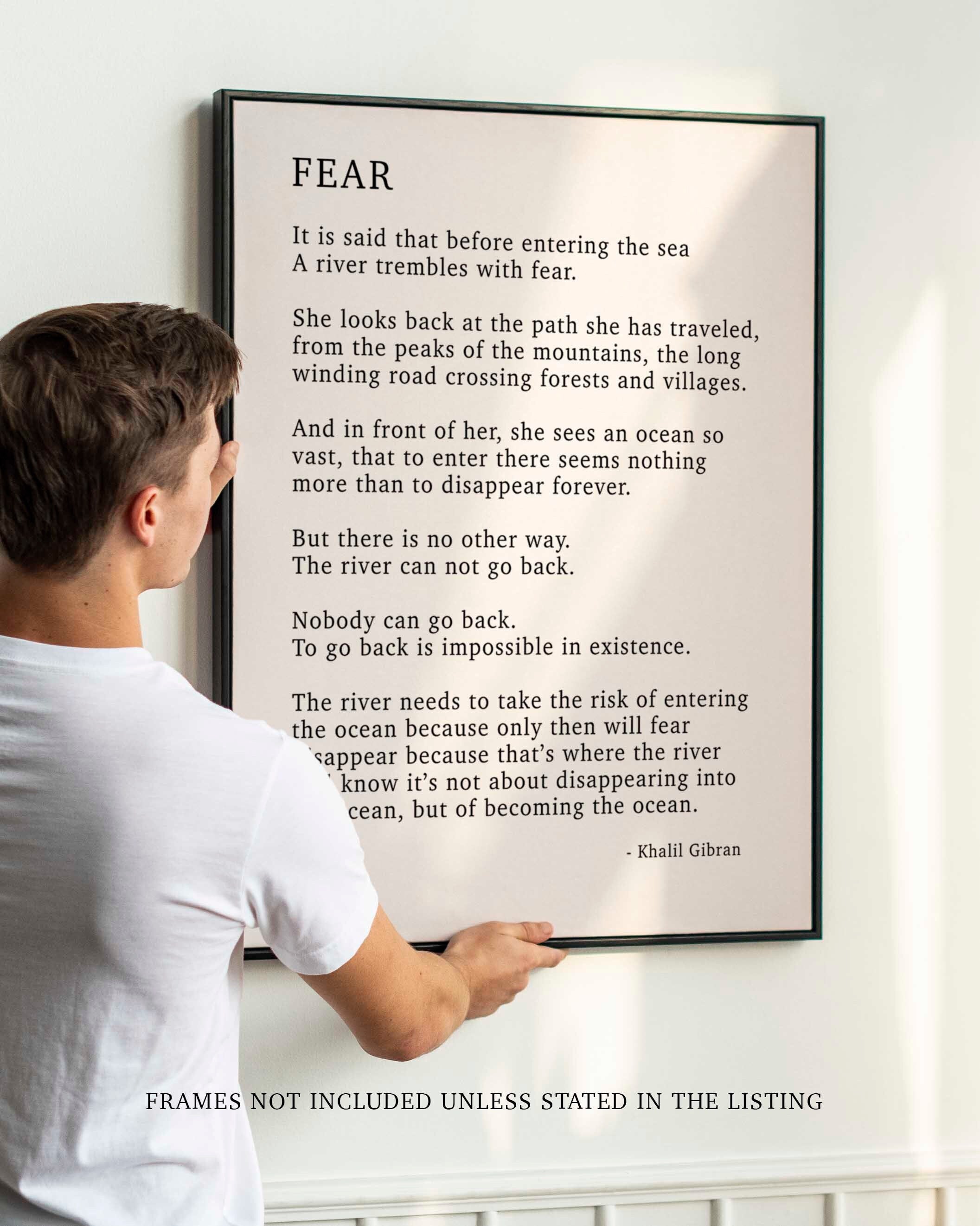 PRINTABLE Fear poem by Kahlil Gibran - Poetry Decor, Poem Print