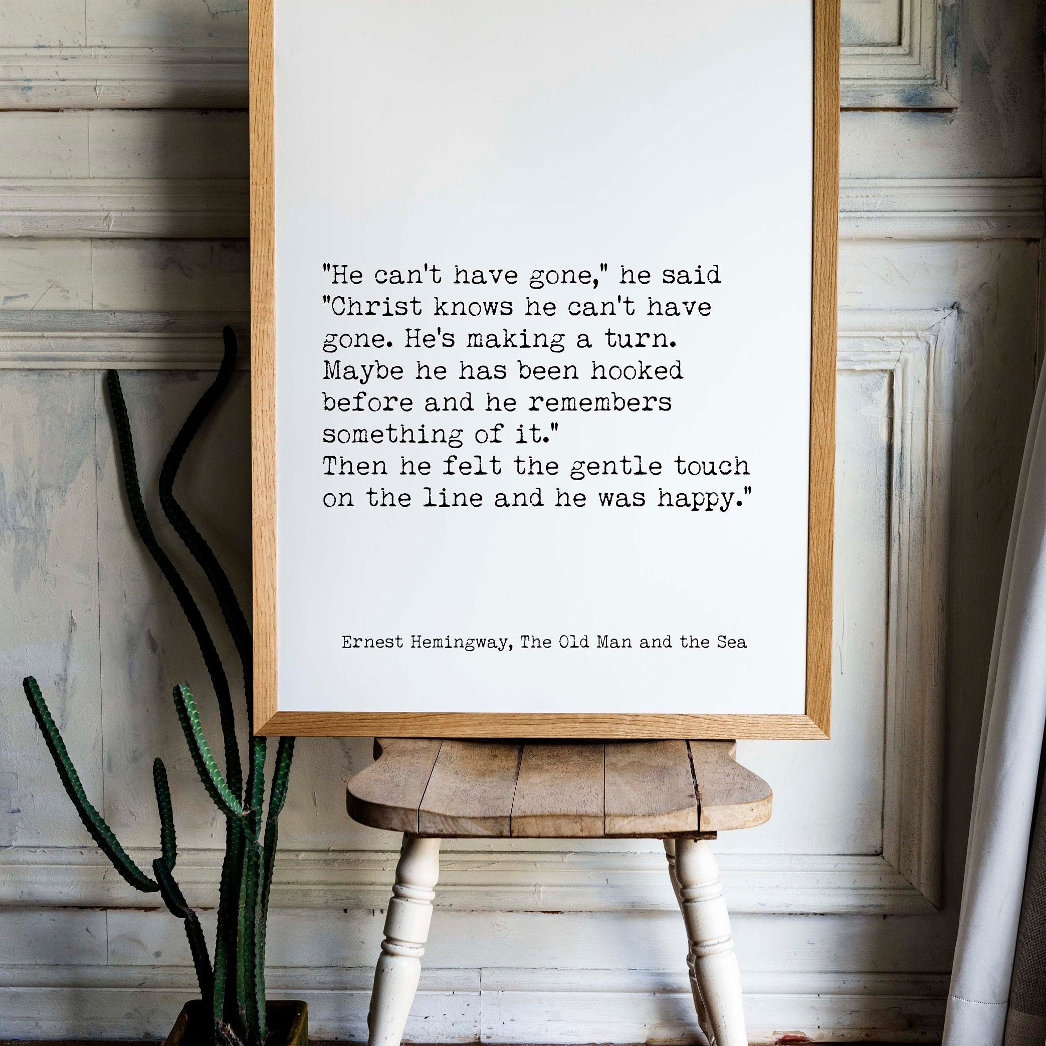 Ernest Hemingway The Old Man and the Sea Fishing Quote Print, Literary Gifts