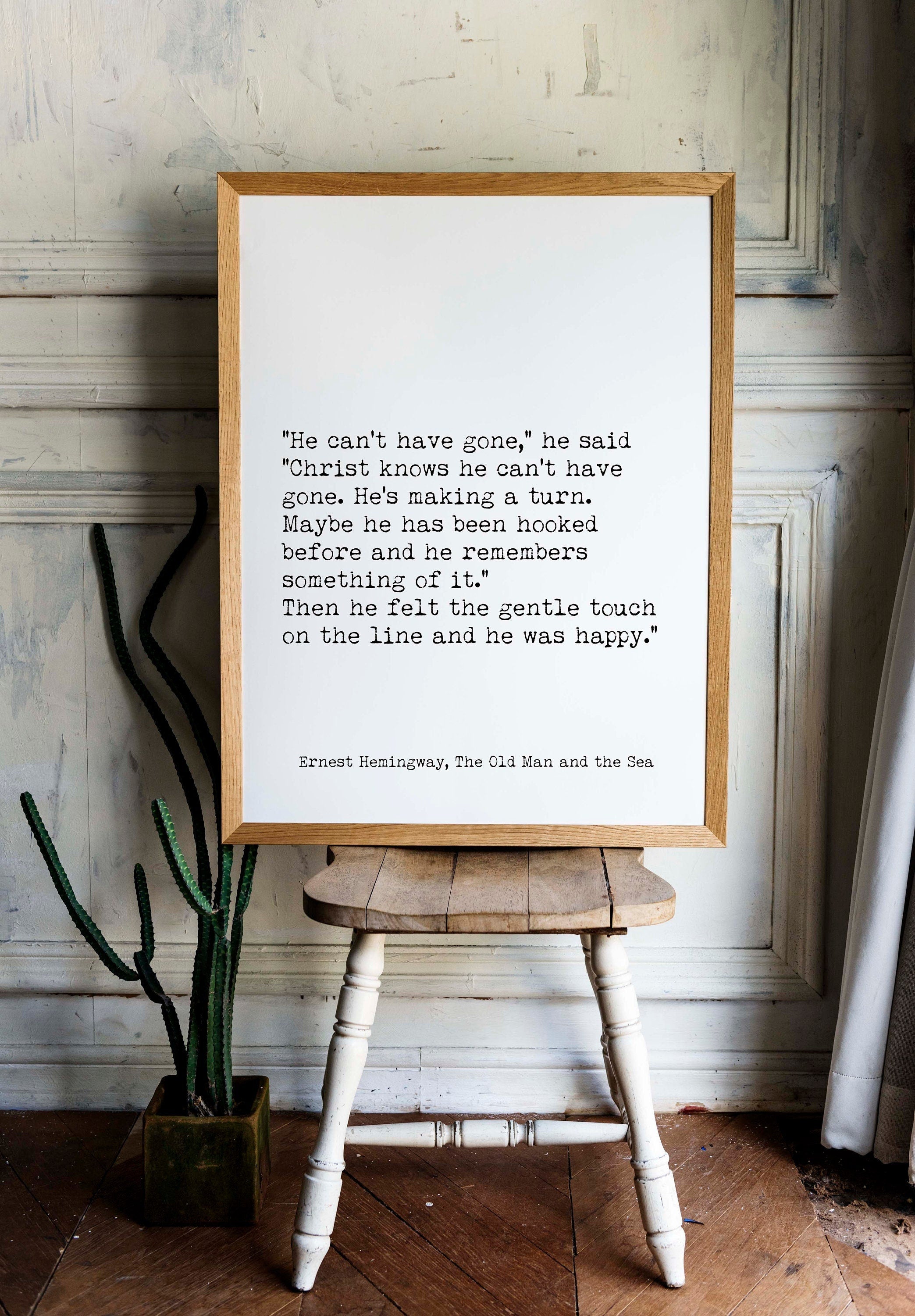 Ernest Hemingway The Old Man and the Sea Fishing Quote Print, Literary Gifts