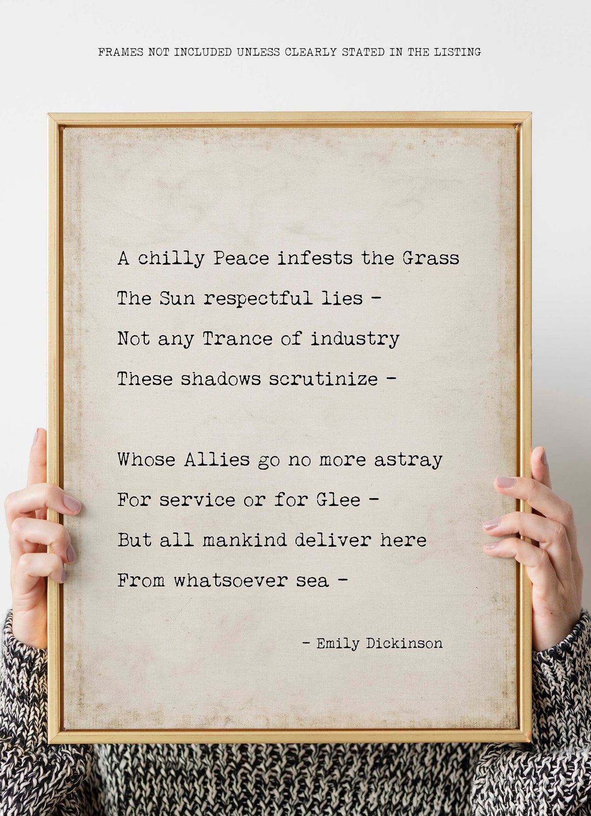 Emily Dickinson A Chilly Peace poem print
