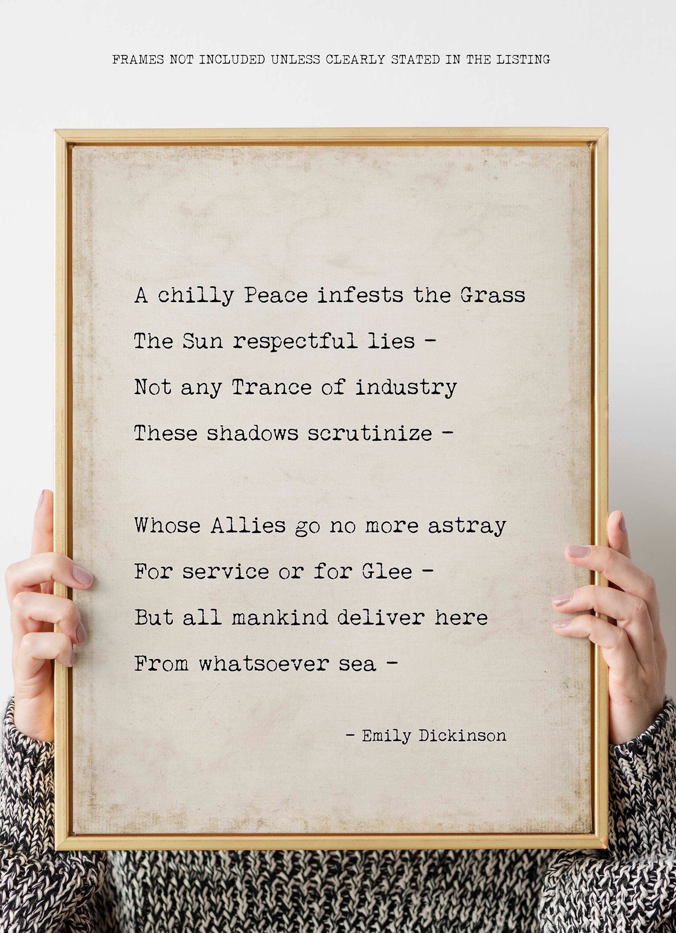 A chilly Peace infests the Grass Poem by Emily Dickinson - Print