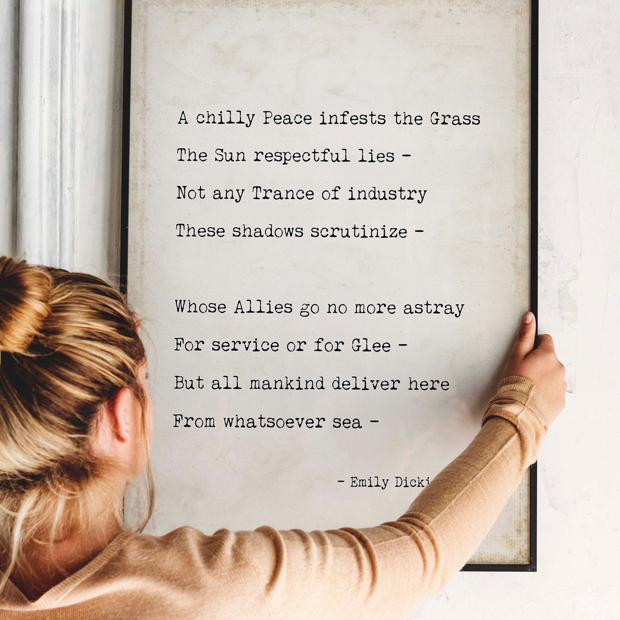 A chilly Peace infests the Grass Poem by Emily Dickinson - Print