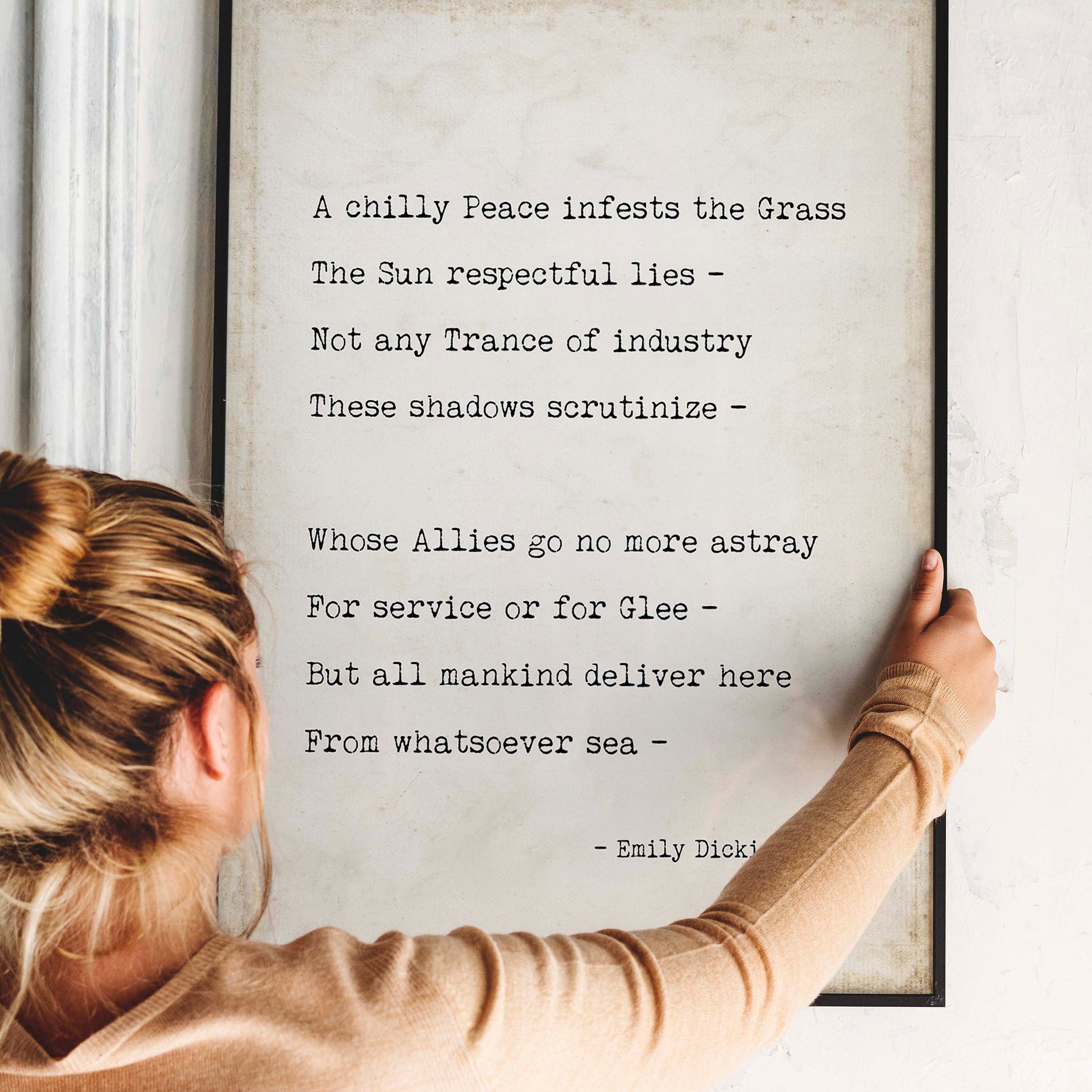 A chilly Peace infests the Grass Poem by Emily Dickinson - Print