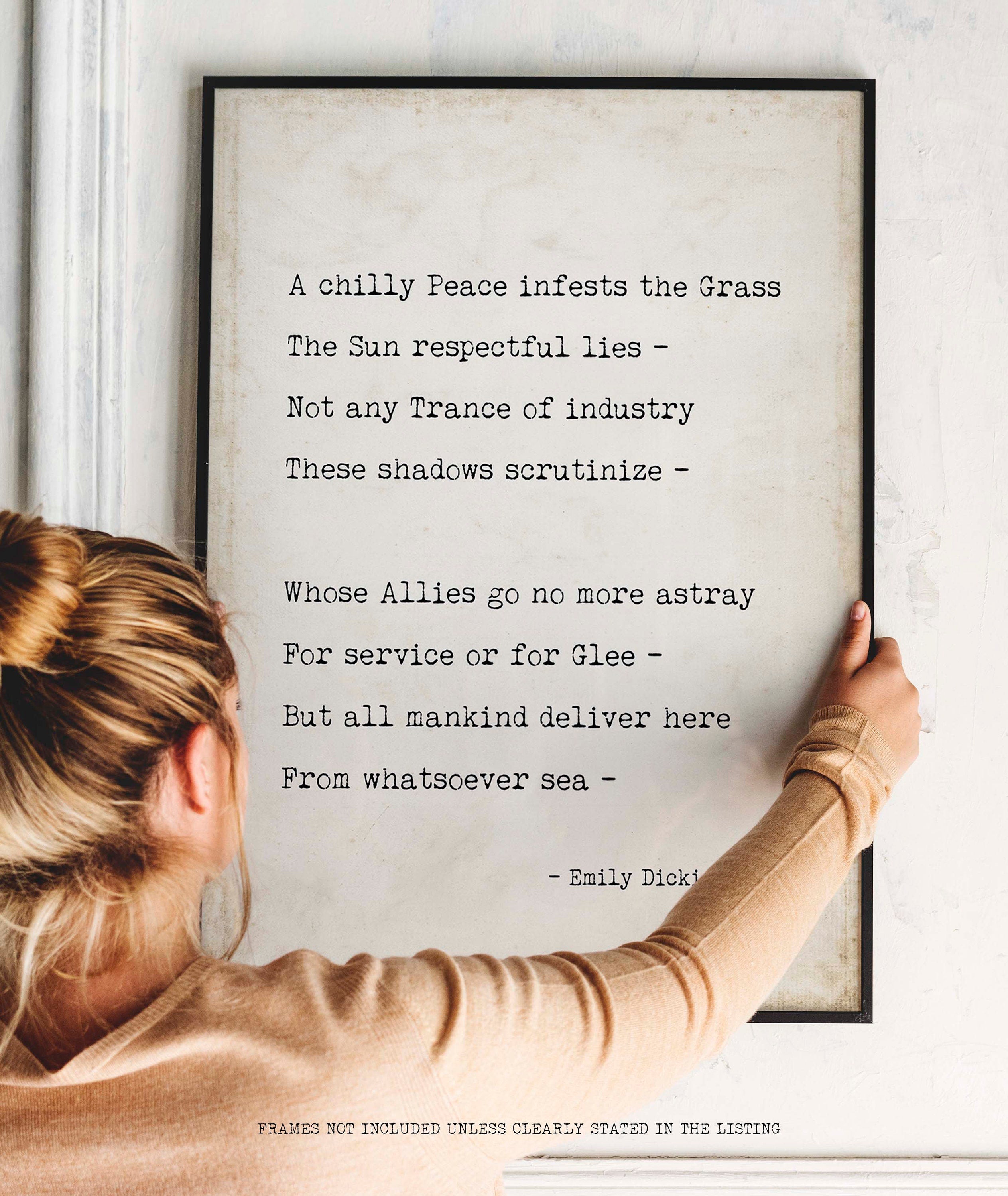 A chilly Peace infests the Grass Poem by Emily Dickinson - Print