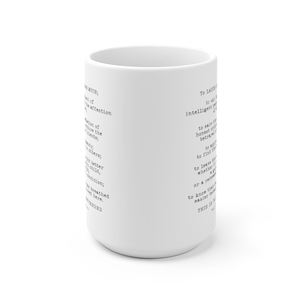Emerson Success Quote Coffee Mug 11oz White Ceramic Mug